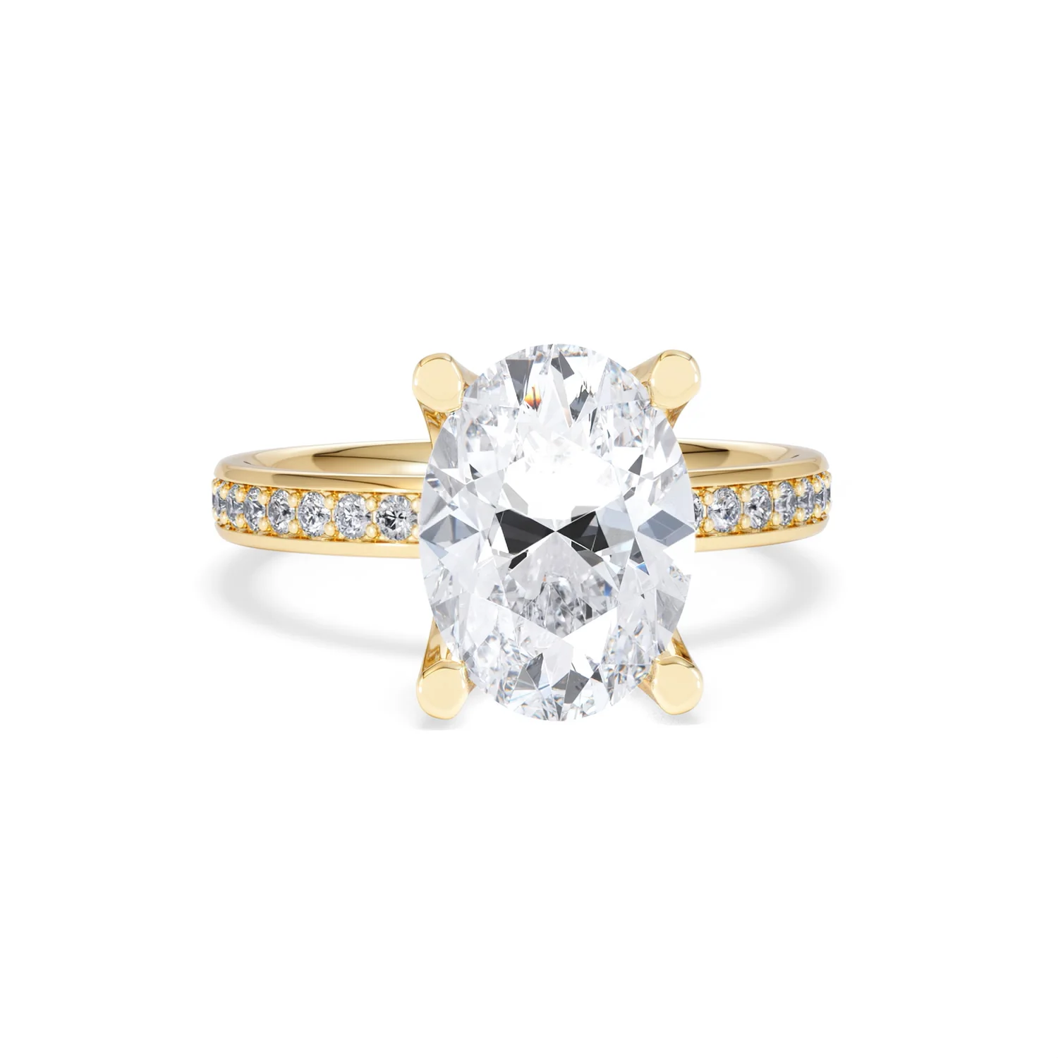 Origin 3.30ct Oval Cut Lab Diamond Solitaire Engagement Ring with Side Stones in 18K Yellow Gold - Image 8