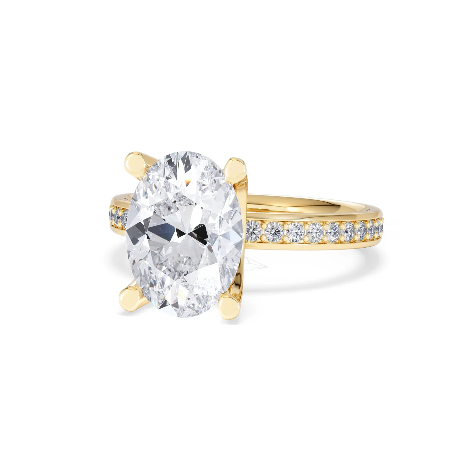 Origin 3.30ct Oval Cut Lab Diamond Solitaire Engagement Ring with Side Stones in 18K Yellow Gold - Image 83