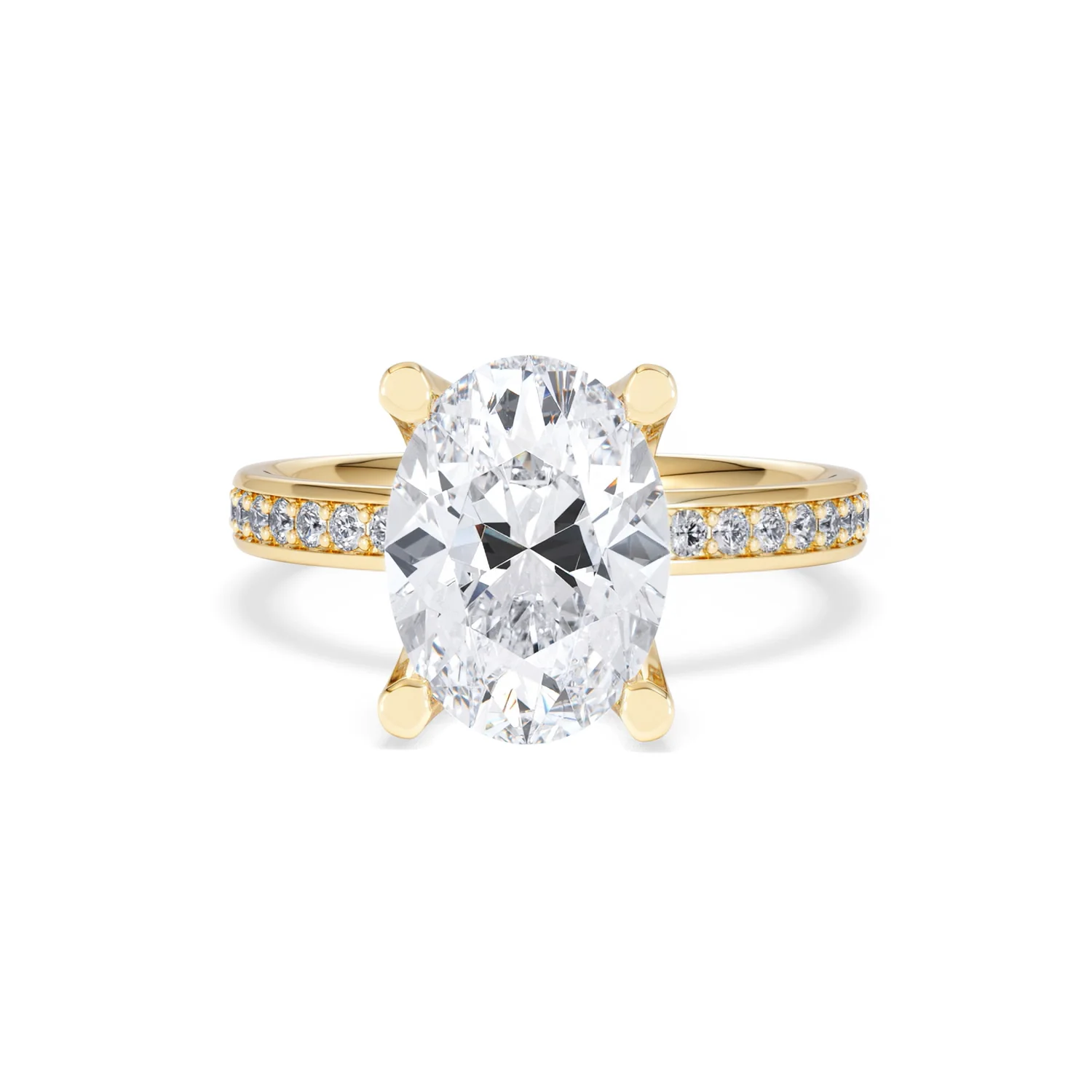 Origin 3.30ct Oval Cut Lab Diamond Solitaire Engagement Ring with Side Stones in 18K Yellow Gold - Image 86