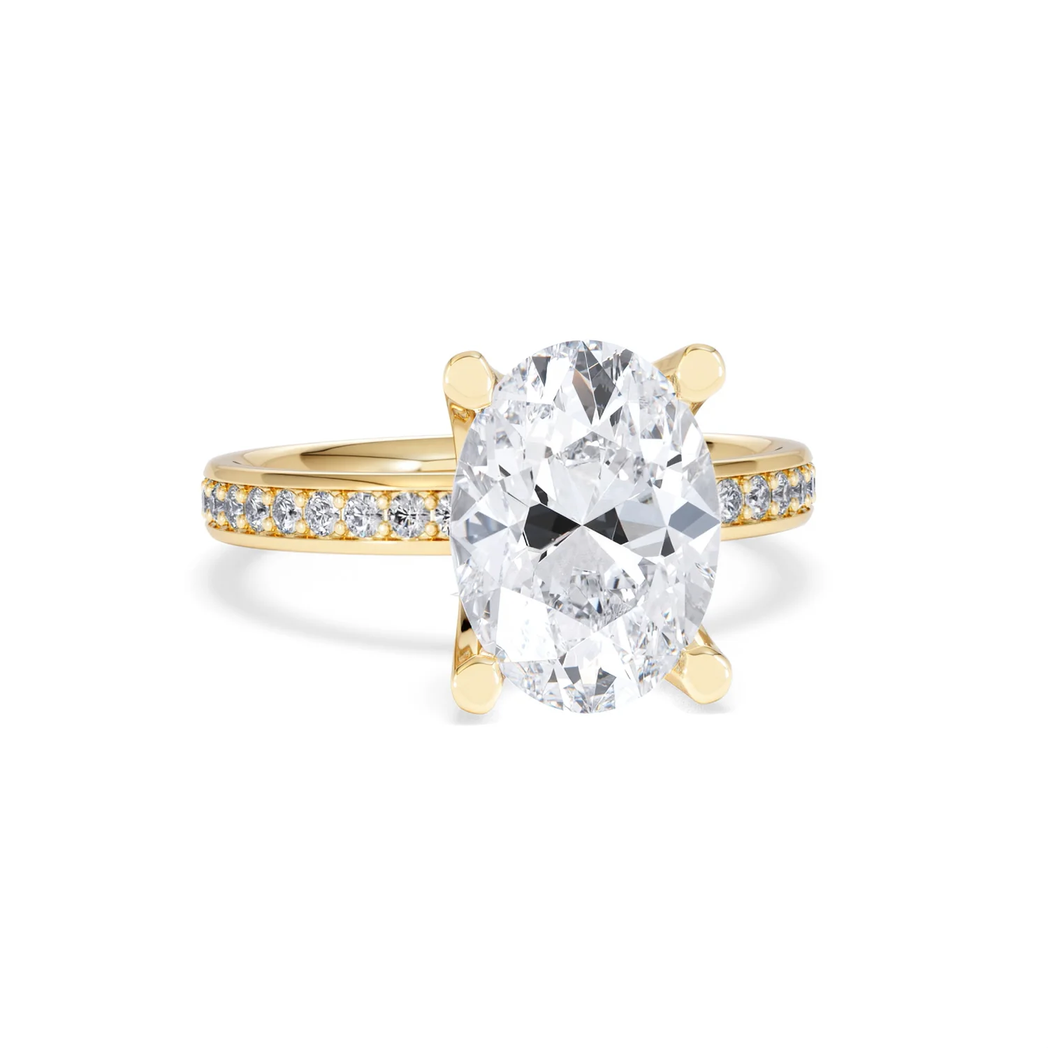Origin 3.30ct Oval Cut Lab Diamond Solitaire Engagement Ring with Side Stones in 18K Yellow Gold - Image 9