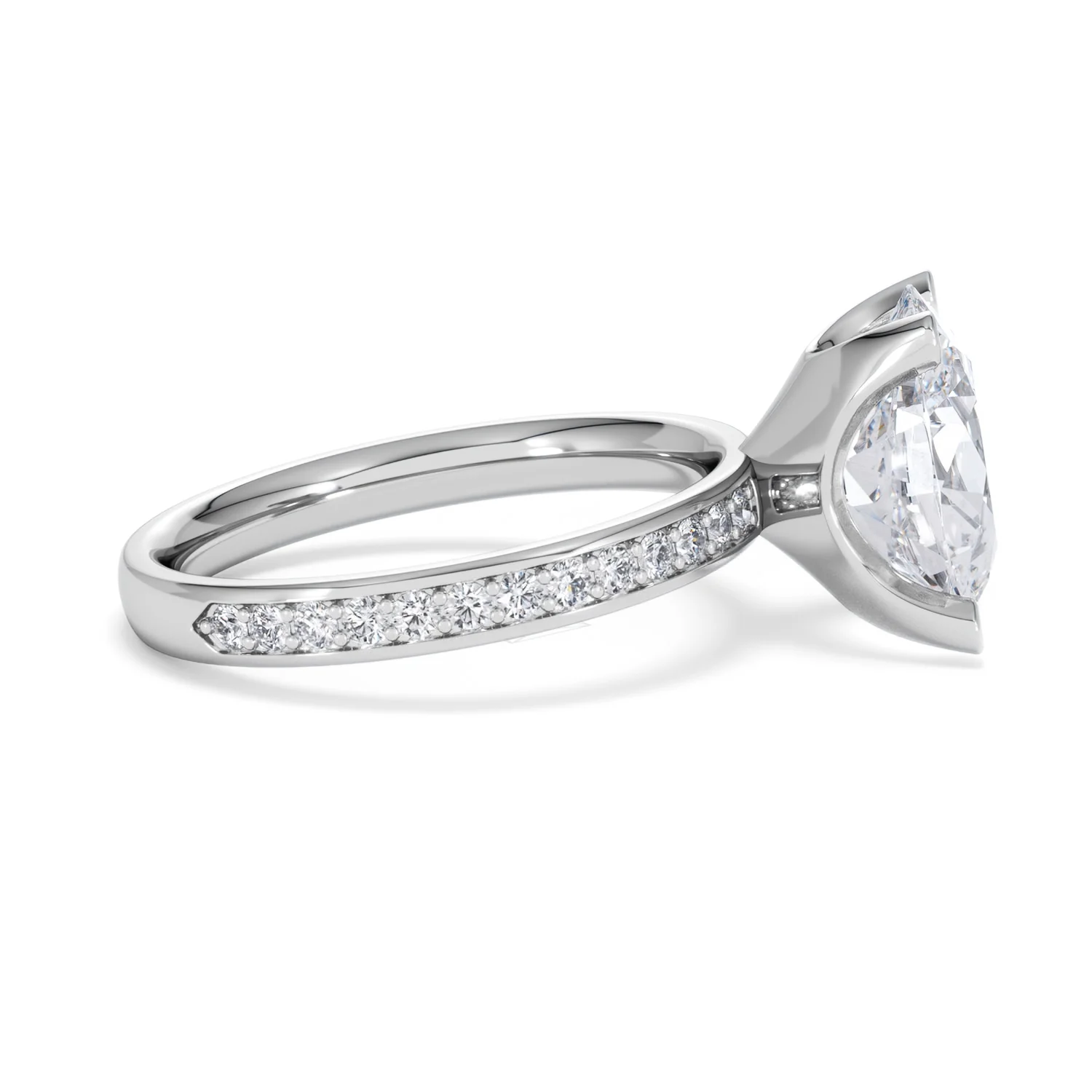 Origin 3.30ct Oval Cut Lab Diamond Solitaire Engagement Ring with Side Stones in Platinum - Image 26