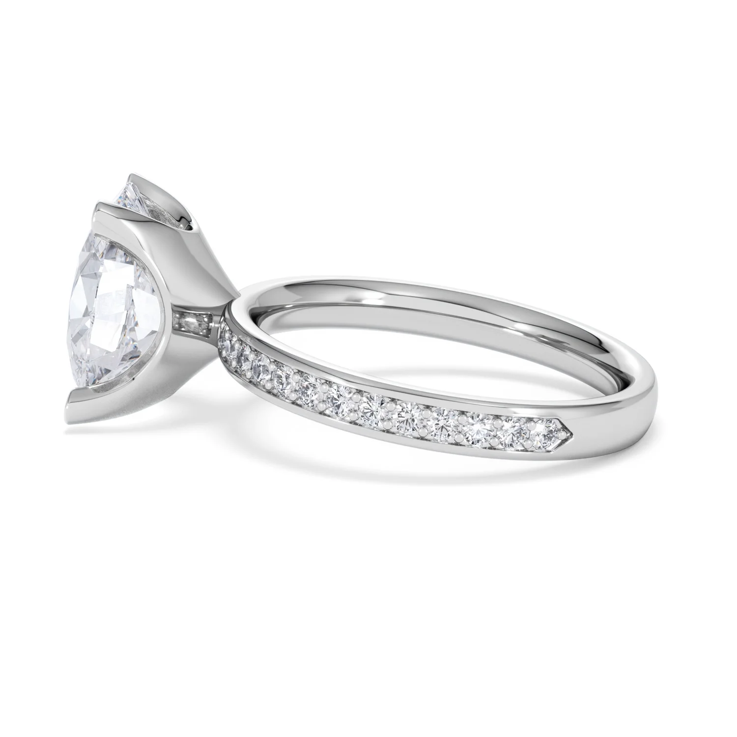 Origin 3.30ct Oval Cut Lab Diamond Solitaire Engagement Ring with Side Stones in Platinum - Image 65