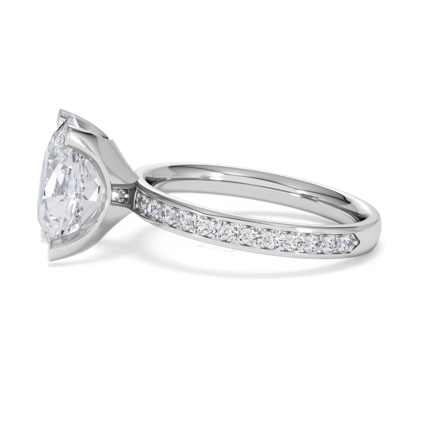 Origin 3.30ct Oval Cut Lab Diamond Solitaire Engagement Ring with Side Stones in Platinum - Image 69