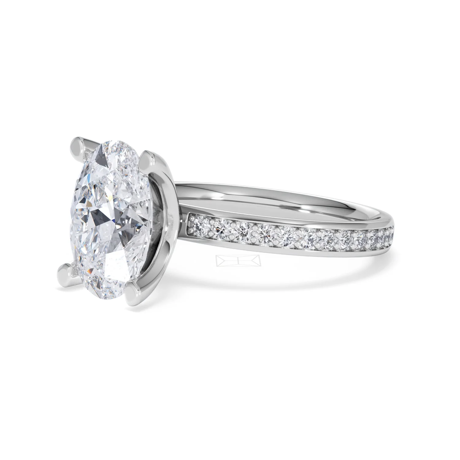 Origin 3.30ct Oval Cut Lab Diamond Solitaire Engagement Ring with Side Stones in Platinum - Image 77
