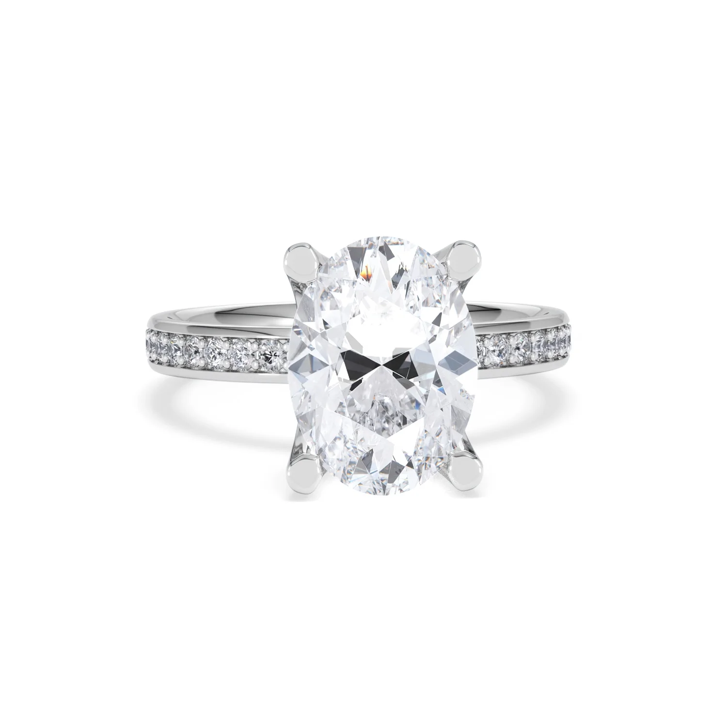 Origin 3.30ct Oval Cut Lab Diamond Solitaire Engagement Ring with Side Stones in Platinum - Image 8