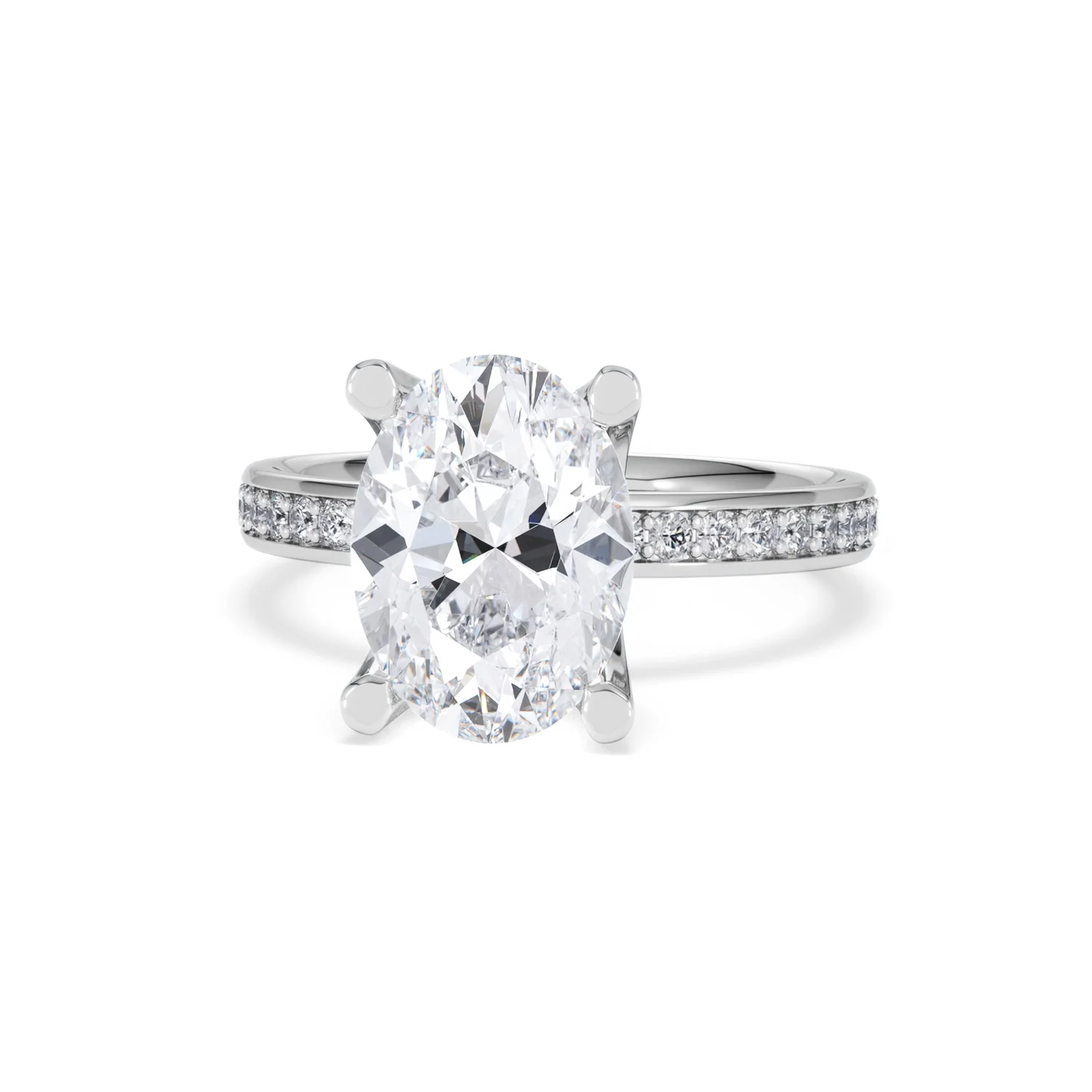 Origin 3.30ct Oval Cut Lab Diamond Solitaire Engagement Ring with Side Stones in Platinum - Image 85