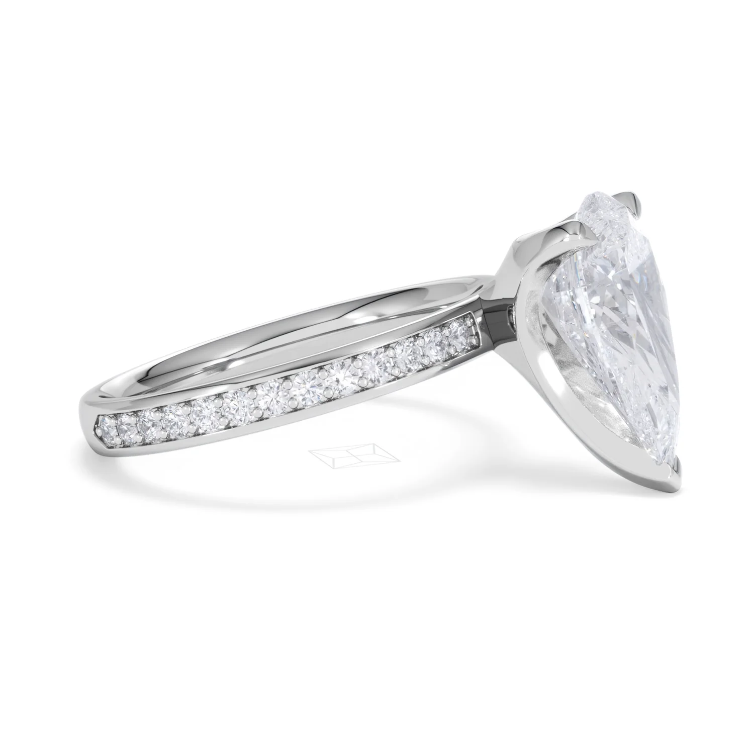 Origin 3.30ct Pear Cut Lab Diamond Solitaire Engagement Ring with Side Stones in 18K White Gold - Image 22