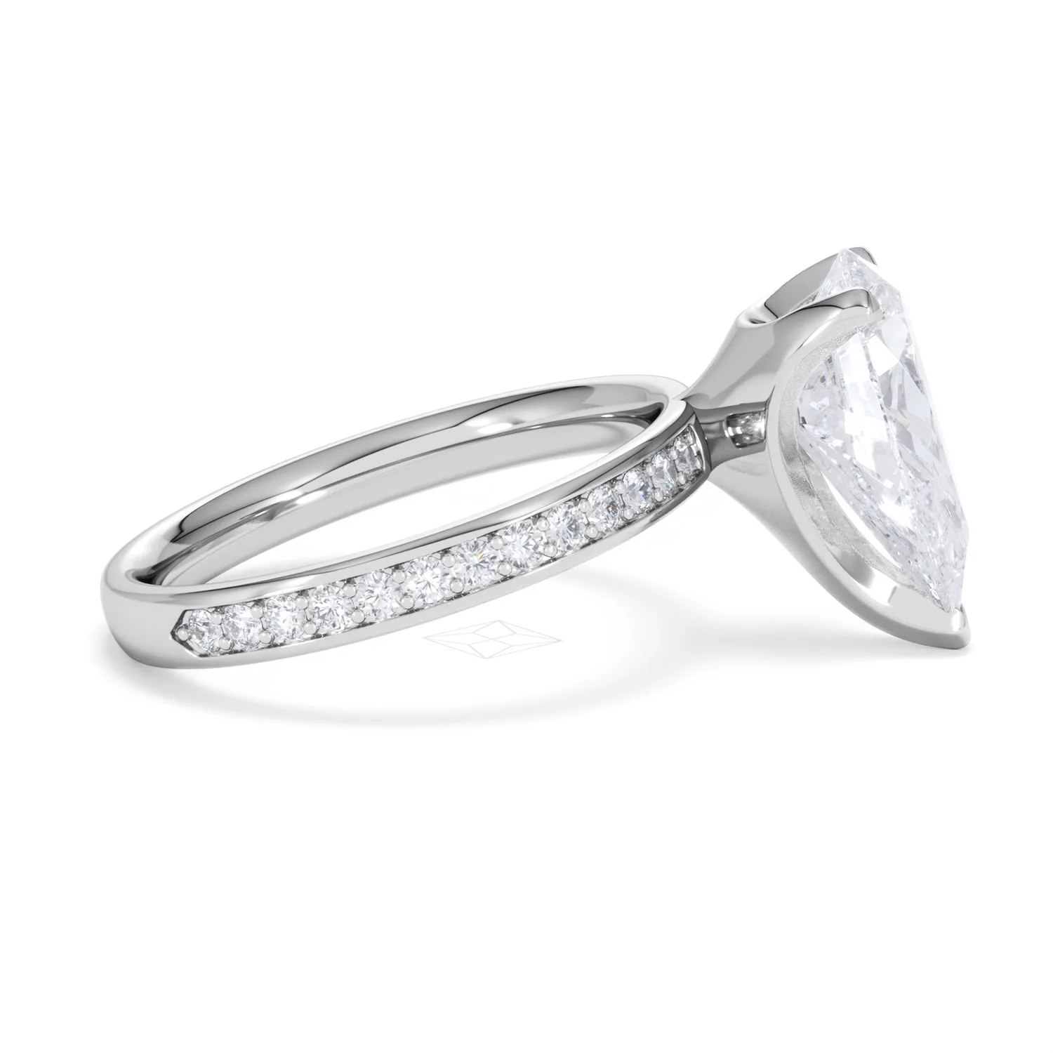 Origin 3.30ct Pear Cut Lab Diamond Solitaire Engagement Ring with Side Stones in 18K White Gold - Image 26