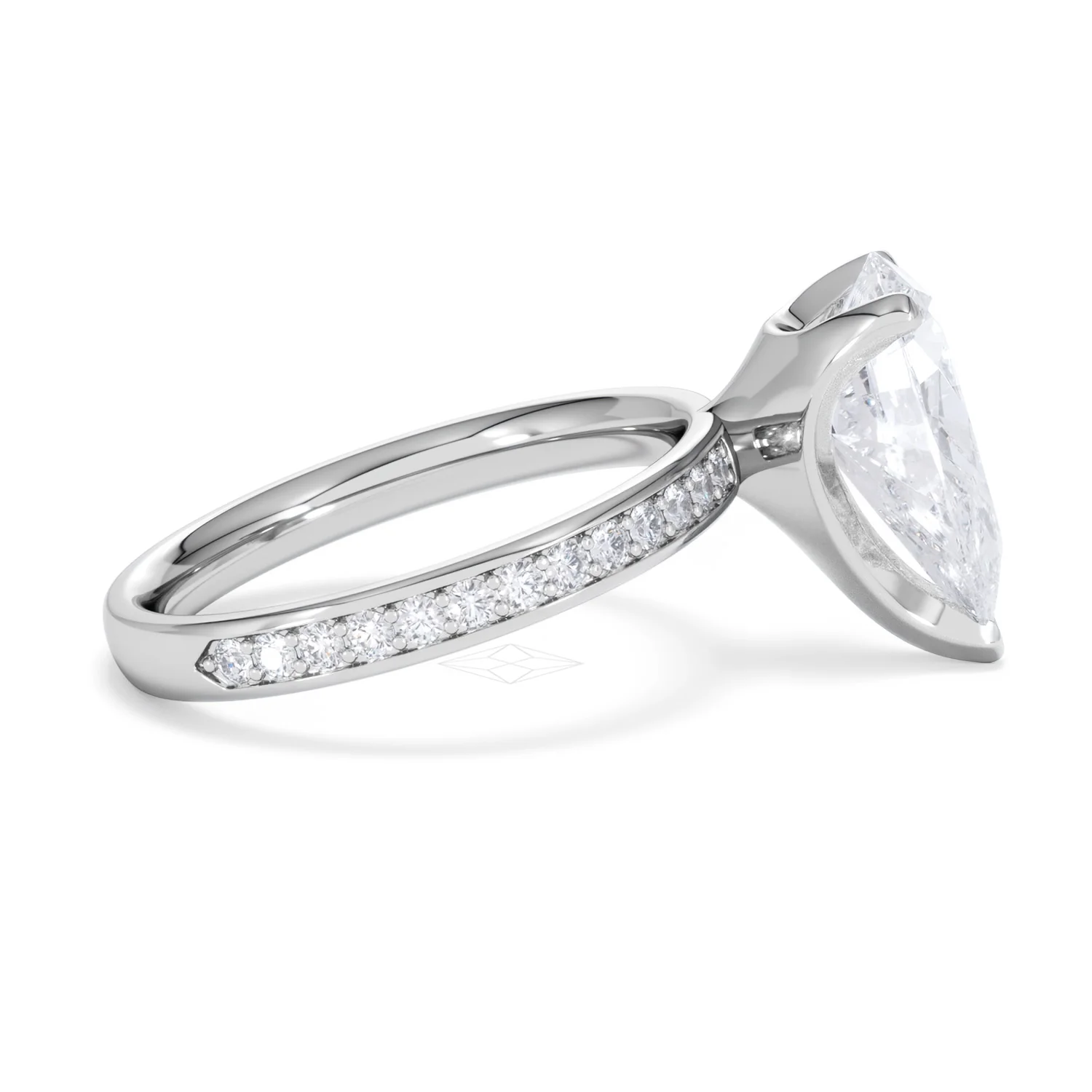 Origin 3.30ct Pear Cut Lab Diamond Solitaire Engagement Ring with Side Stones in 18K White Gold - Image 27