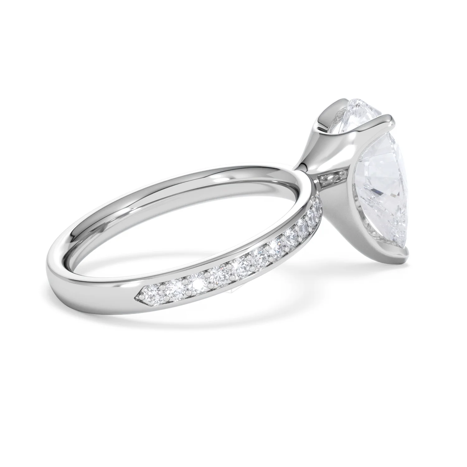 Origin 3.30ct Pear Cut Lab Diamond Solitaire Engagement Ring with Side Stones in 18K White Gold - Image 32