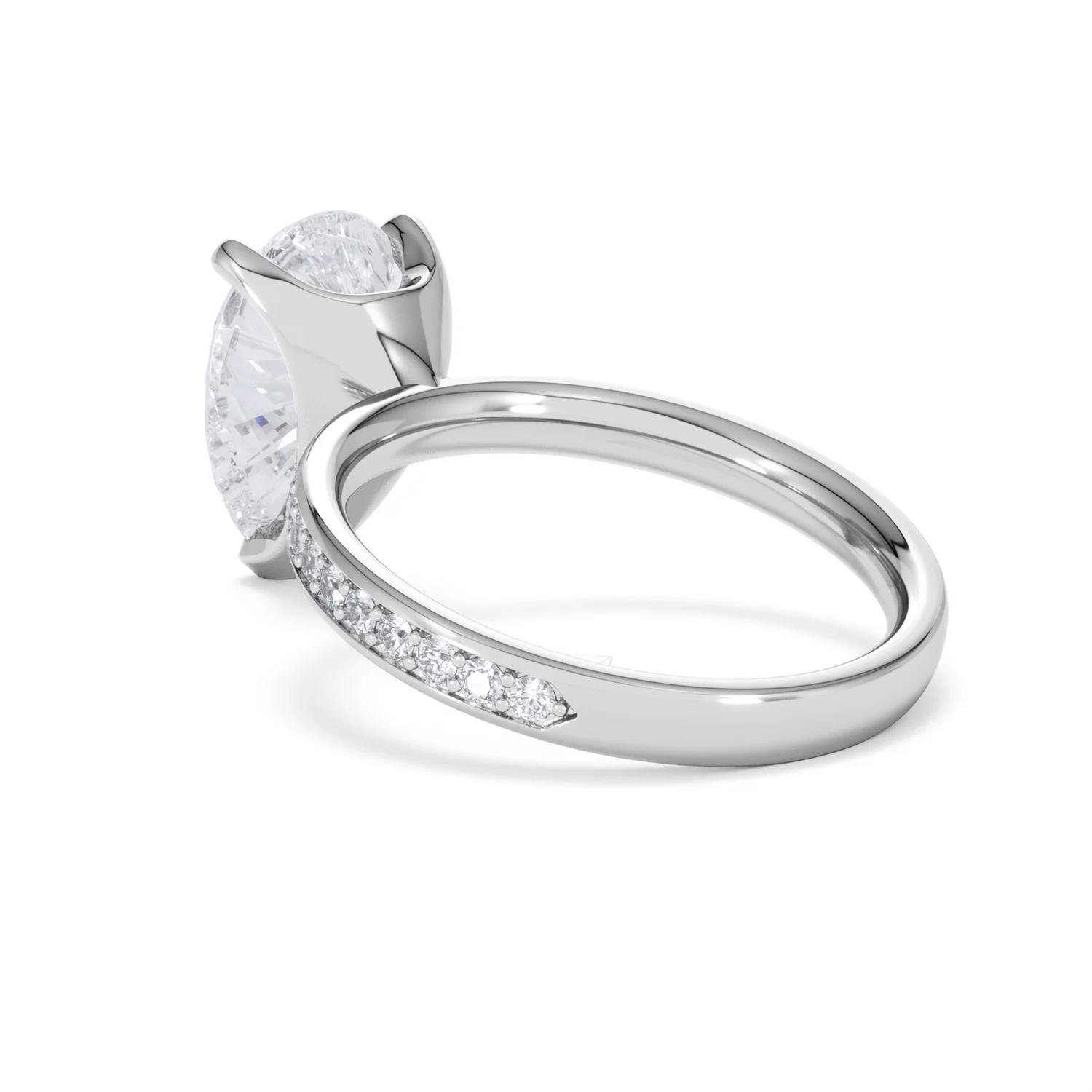 Origin 3.30ct Pear Cut Lab Diamond Solitaire Engagement Ring with Side Stones in 18K White Gold - Image 56