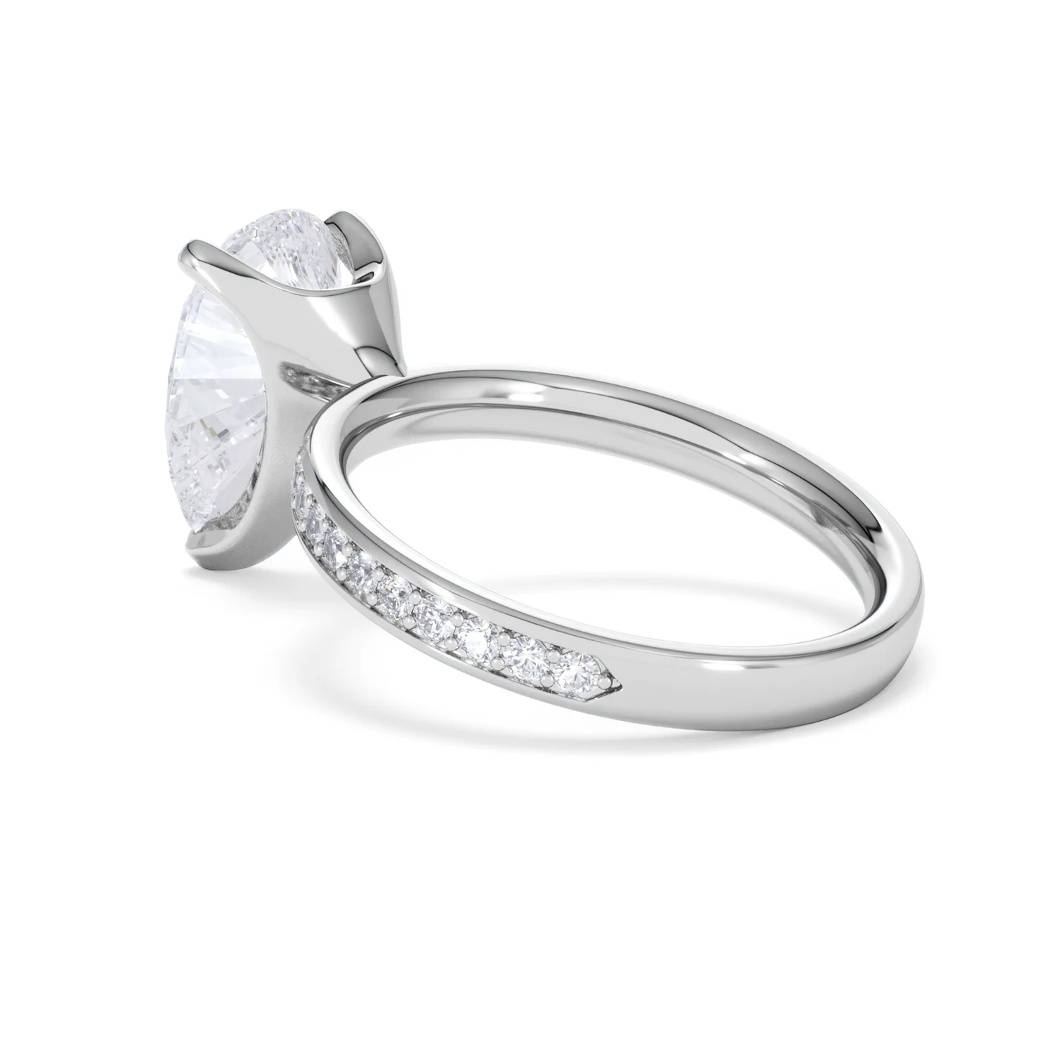 Origin 3.30ct Pear Cut Lab Diamond Solitaire Engagement Ring with Side Stones in 18K White Gold - Image 58