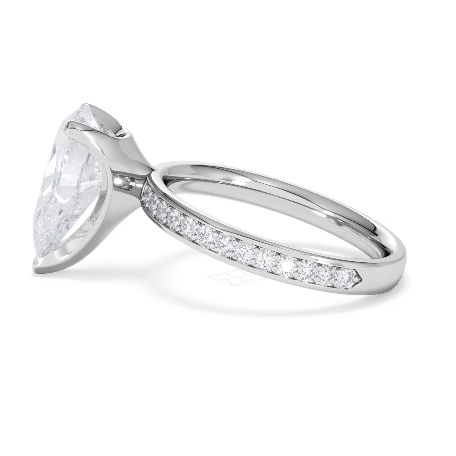 Origin 3.30ct Pear Cut Lab Diamond Solitaire Engagement Ring with Side Stones in 18K White Gold - Image 66