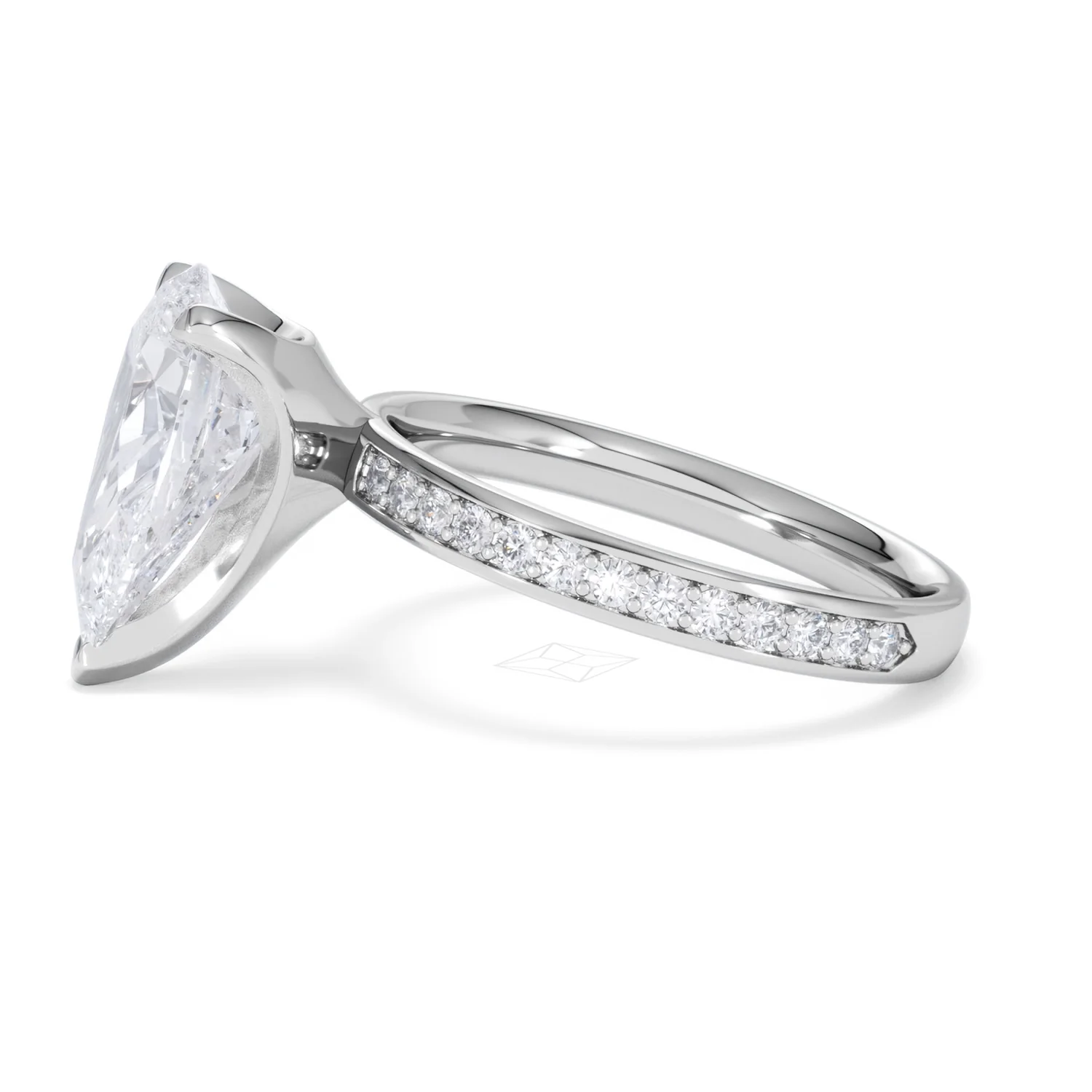 Origin 3.30ct Pear Cut Lab Diamond Solitaire Engagement Ring with Side Stones in 18K White Gold - Image 69
