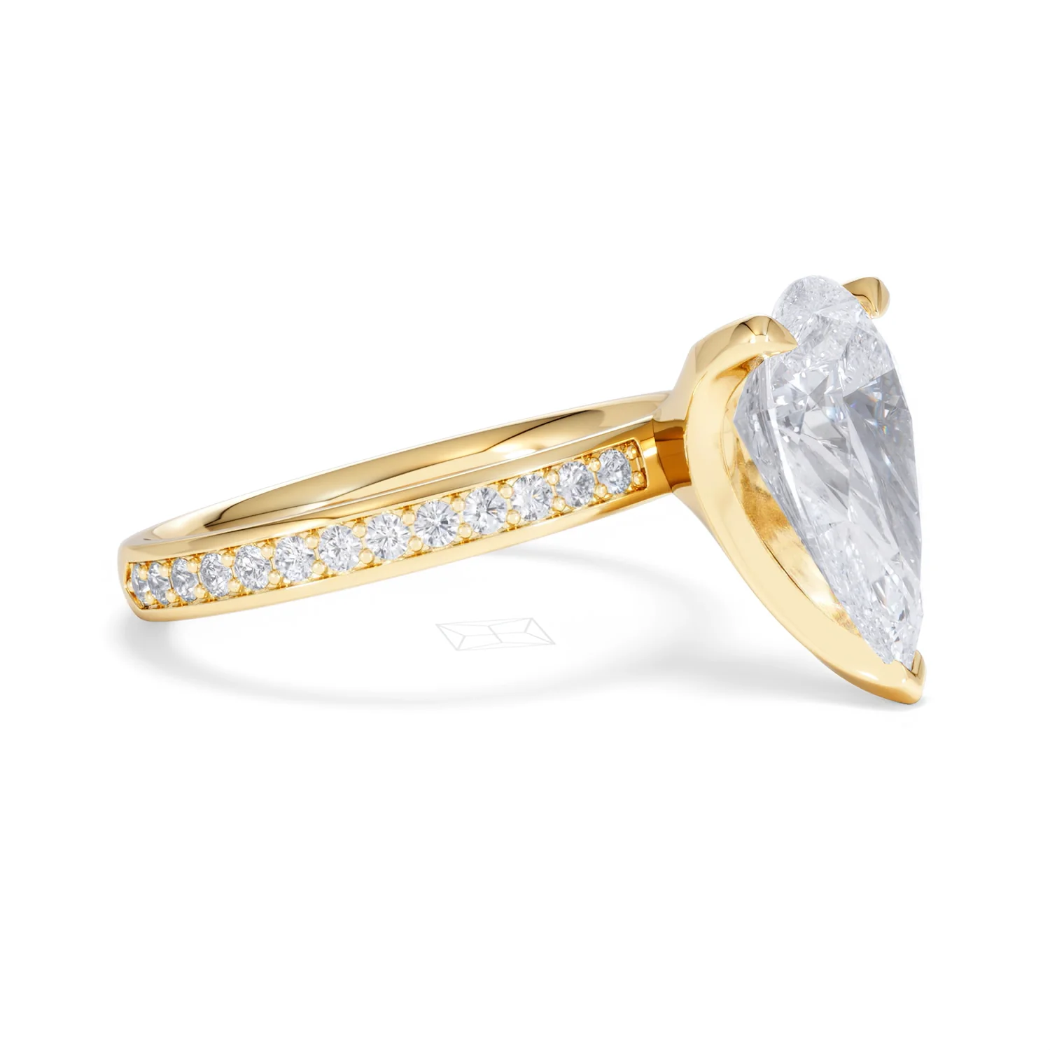 Origin 3.30ct Pear Cut Lab Diamond Solitaire Engagement Ring with Side Stones in 18K Yellow Gold - Image 20