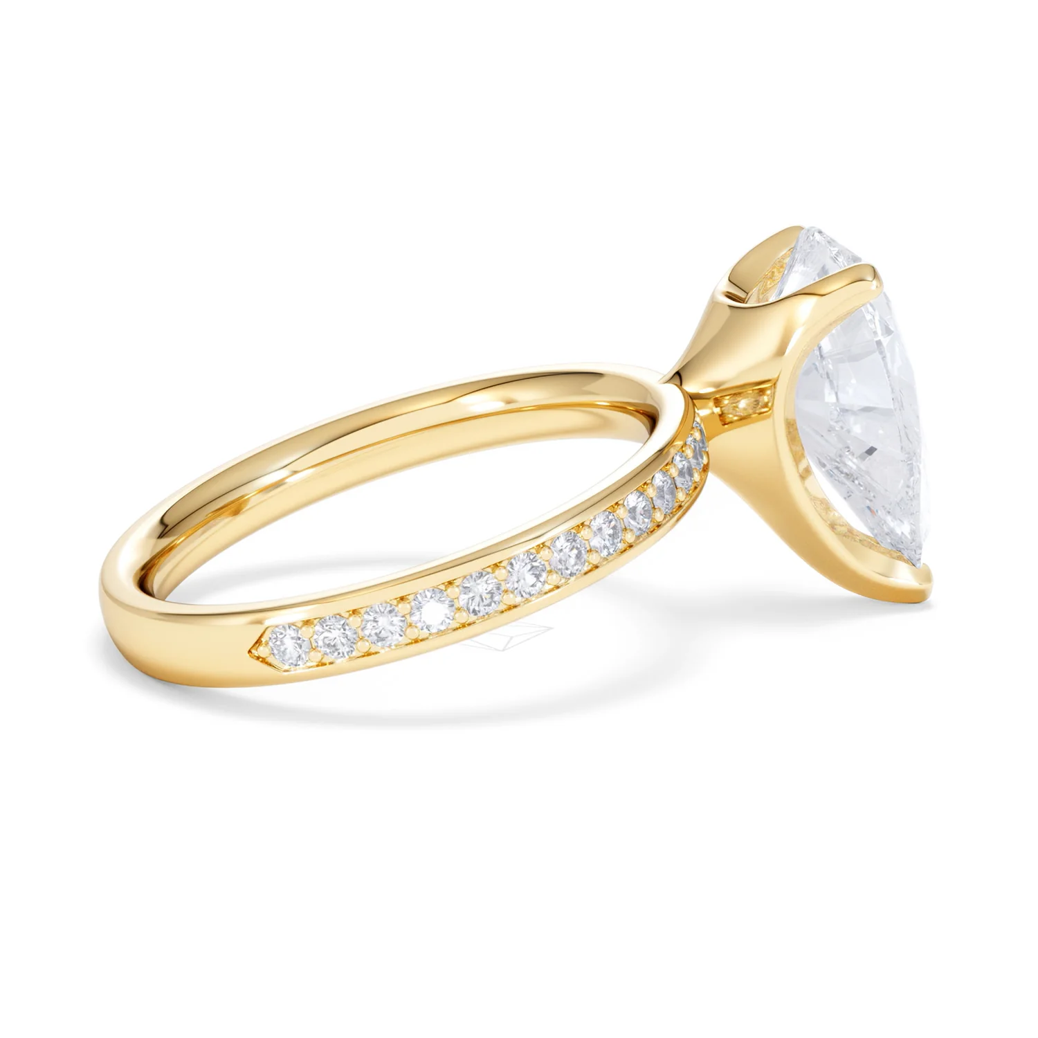 Origin 3.30ct Pear Cut Lab Diamond Solitaire Engagement Ring with Side Stones in 18K Yellow Gold - Image 30