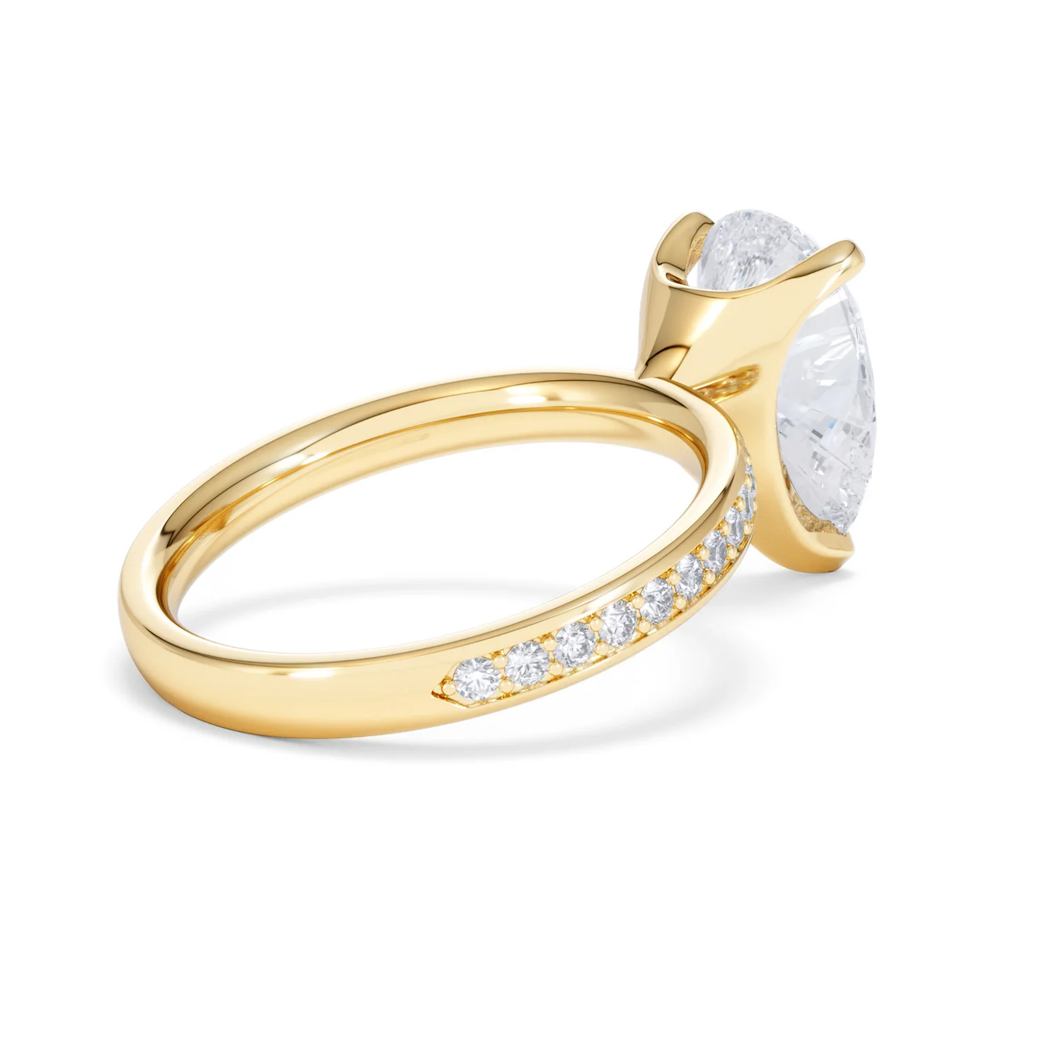 Origin 3.30ct Pear Cut Lab Diamond Solitaire Engagement Ring with Side Stones in 18K Yellow Gold - Image 36
