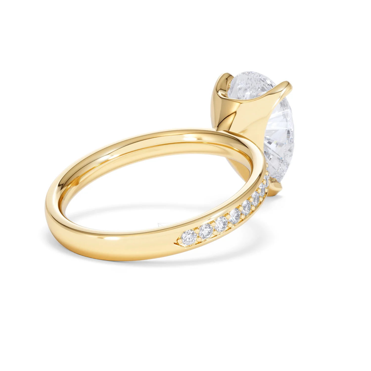 Origin 3.30ct Pear Cut Lab Diamond Solitaire Engagement Ring with Side Stones in 18K Yellow Gold - Image 38