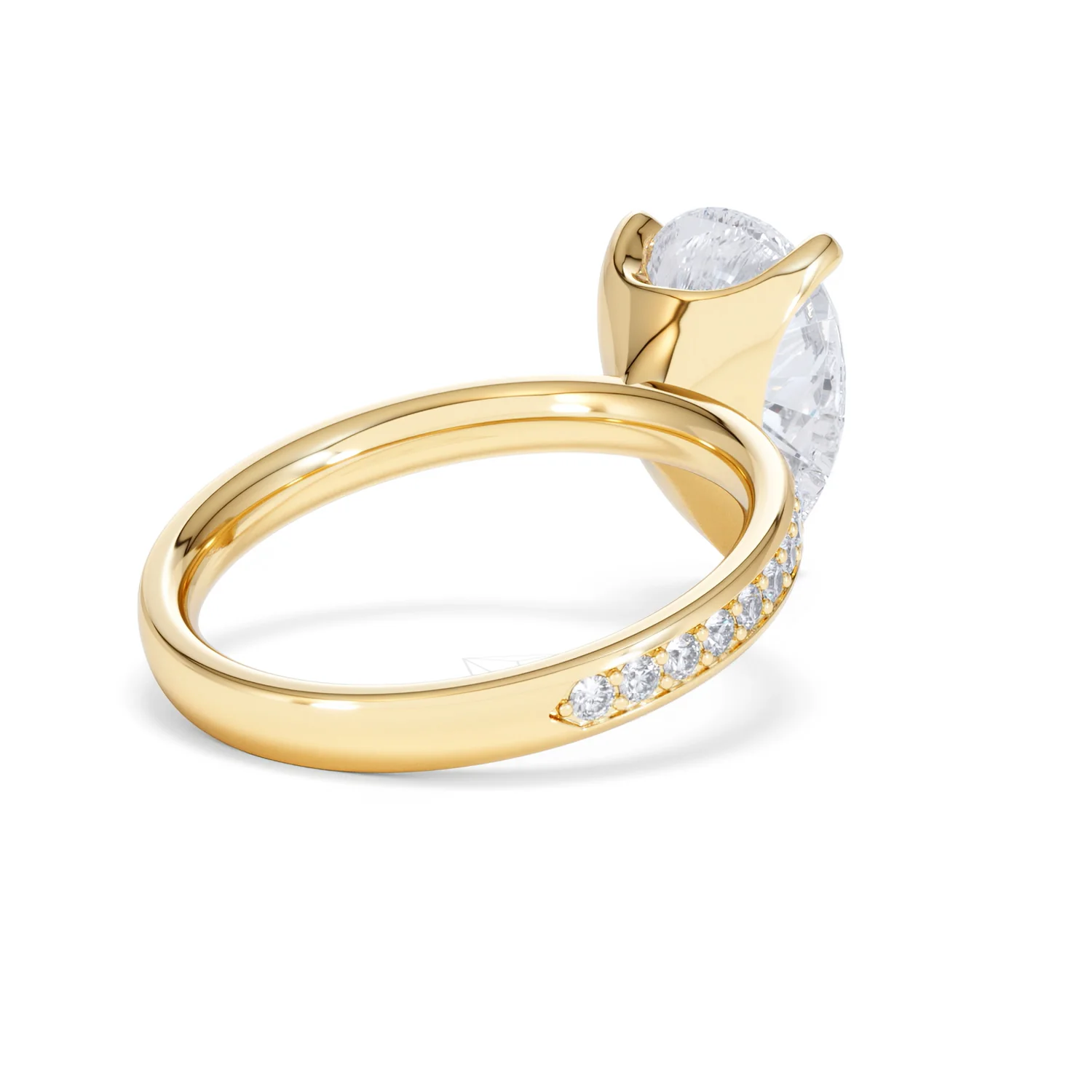 Origin 3.30ct Pear Cut Lab Diamond Solitaire Engagement Ring with Side Stones in 18K Yellow Gold - Image 39