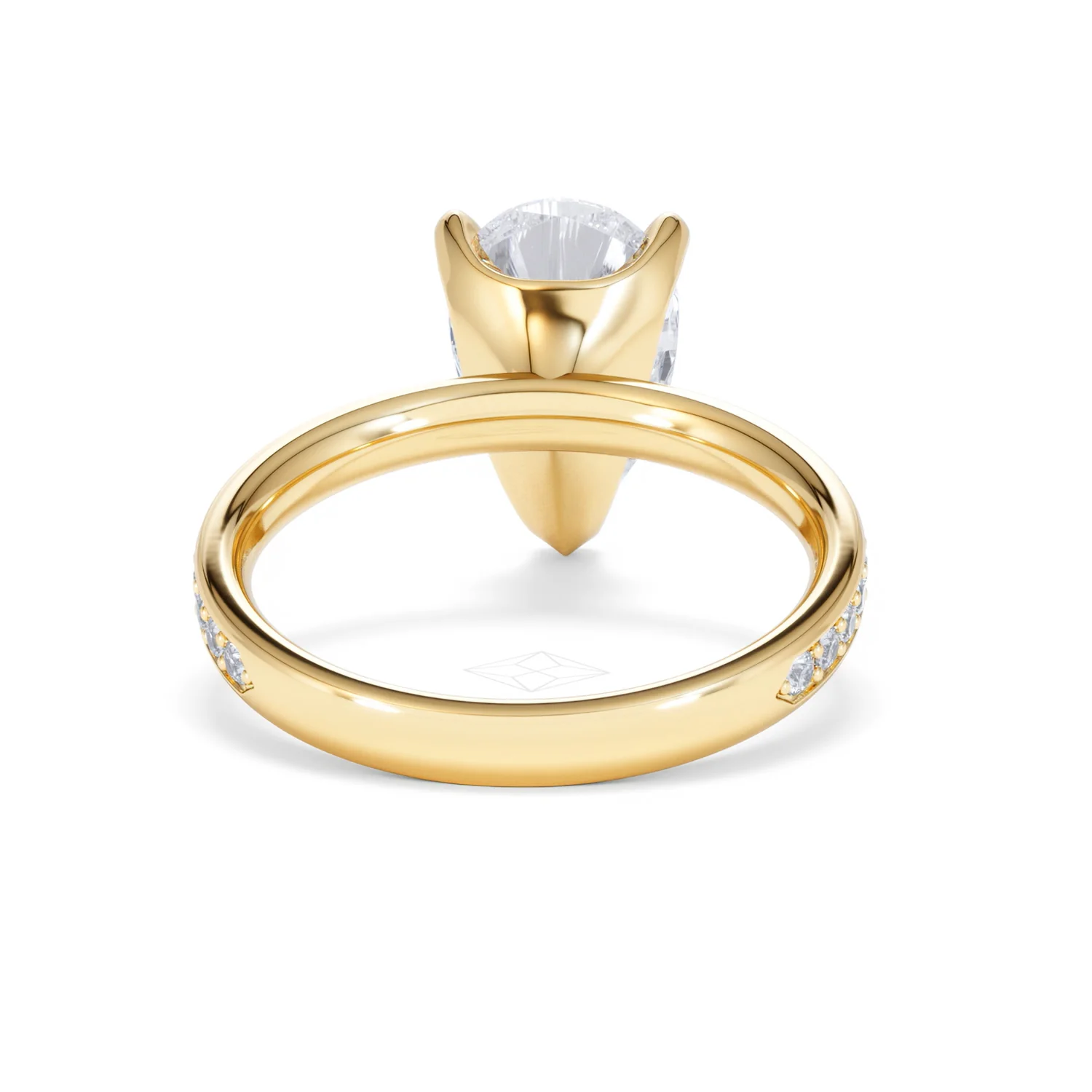 Origin 3.30ct Pear Cut Lab Diamond Solitaire Engagement Ring with Side Stones in 18K Yellow Gold - Image 46