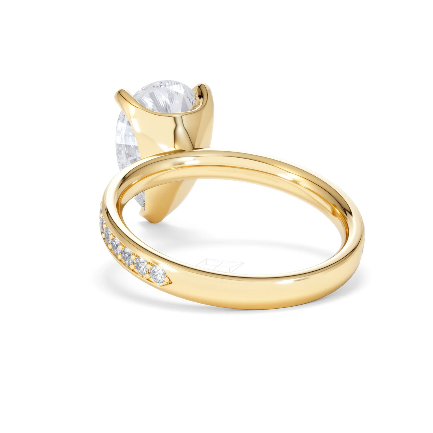 Origin 3.30ct Pear Cut Lab Diamond Solitaire Engagement Ring with Side Stones in 18K Yellow Gold - Image 52