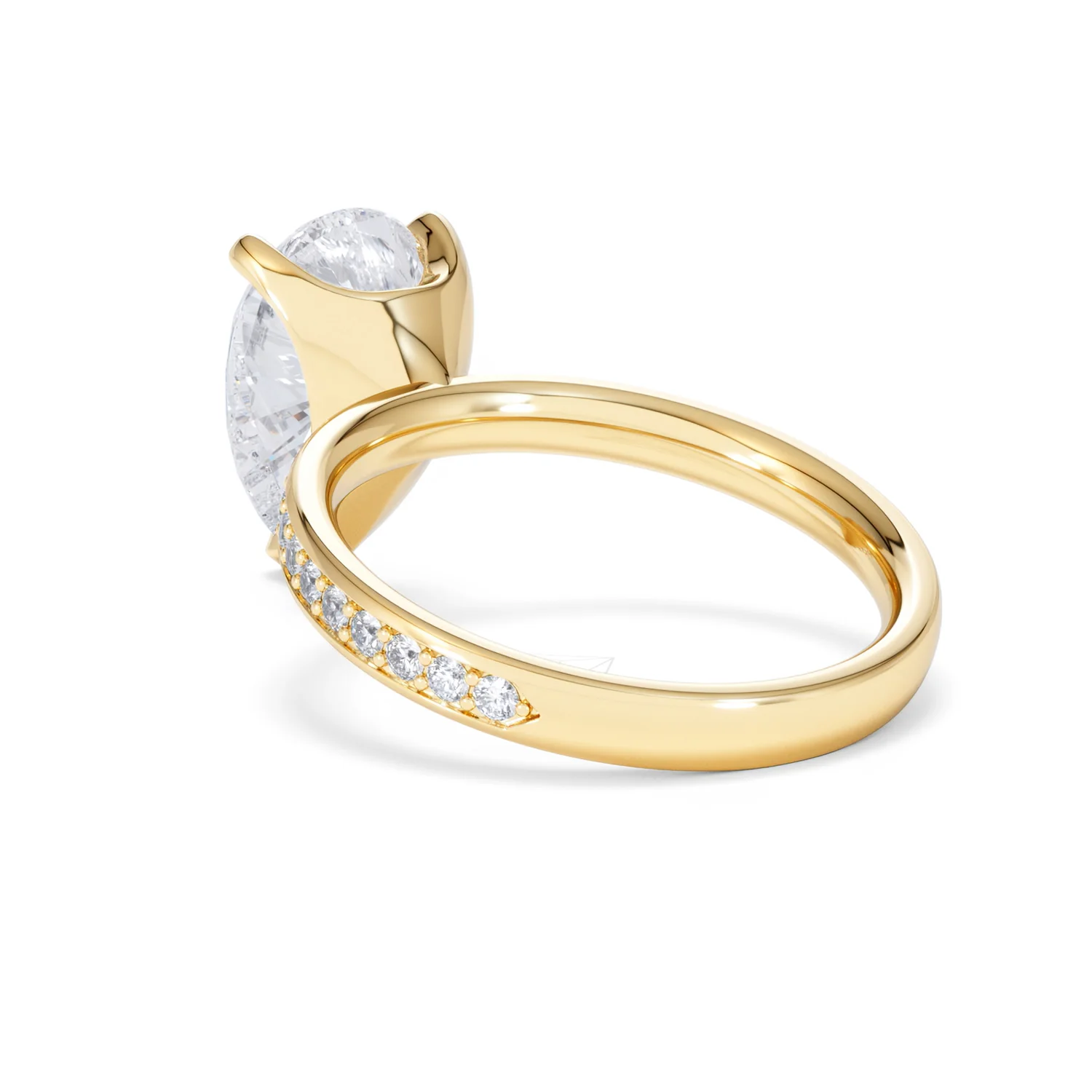 Origin 3.30ct Pear Cut Lab Diamond Solitaire Engagement Ring with Side Stones in 18K Yellow Gold - Image 55