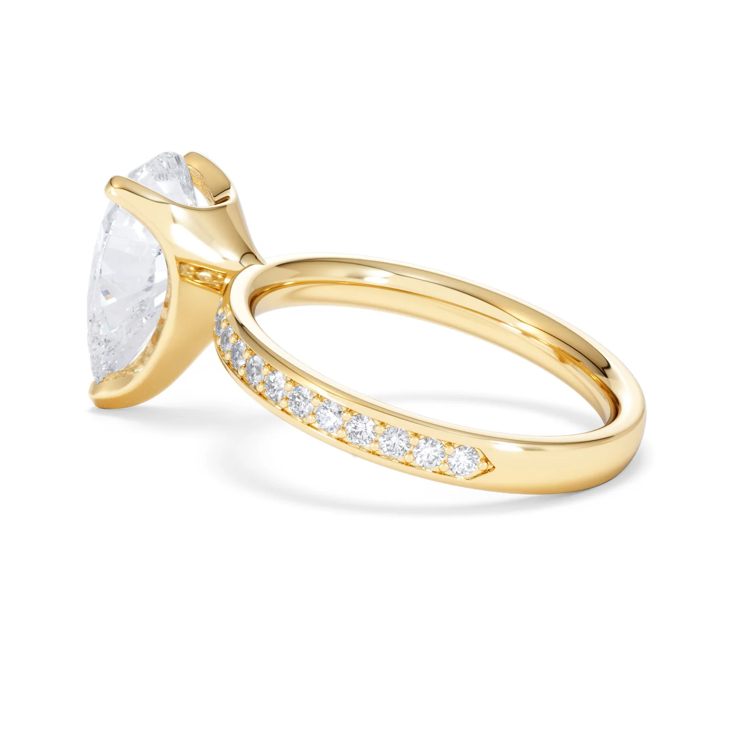 Origin 3.30ct Pear Cut Lab Diamond Solitaire Engagement Ring with Side Stones in 18K Yellow Gold - Image 61