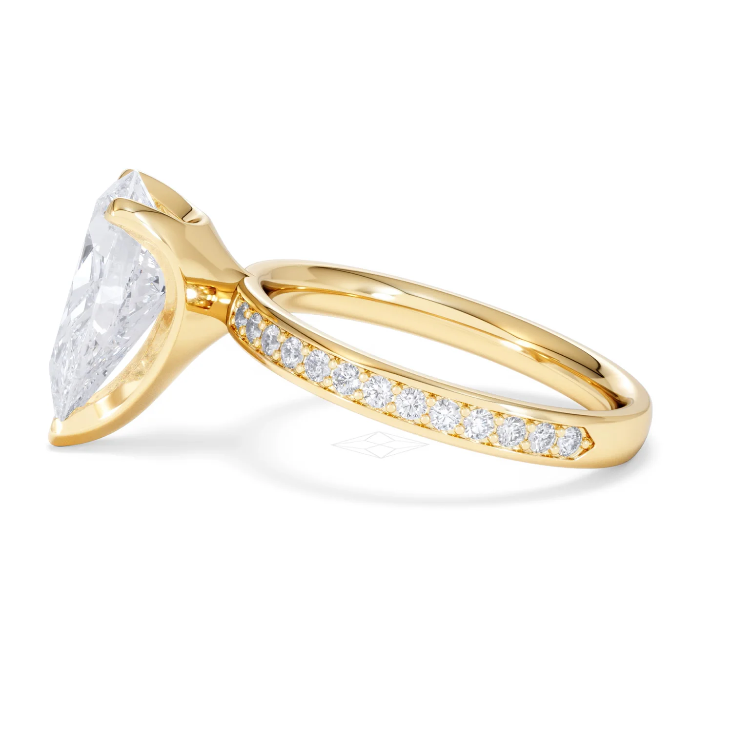 Origin 3.30ct Pear Cut Lab Diamond Solitaire Engagement Ring with Side Stones in 18K Yellow Gold - Image 67