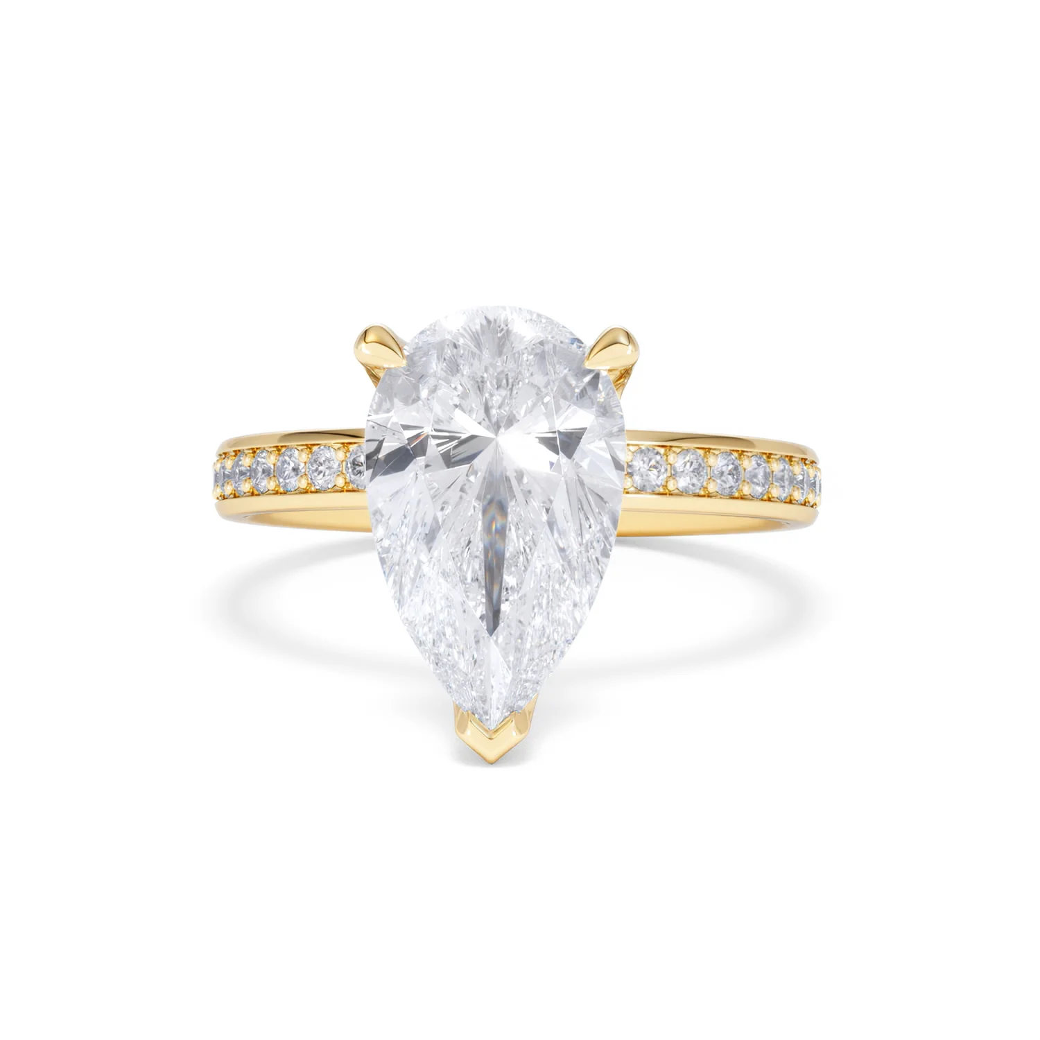Origin 3.30ct Pear Cut Lab Diamond Solitaire Engagement Ring with Side Stones in 18K Yellow Gold - Image 86