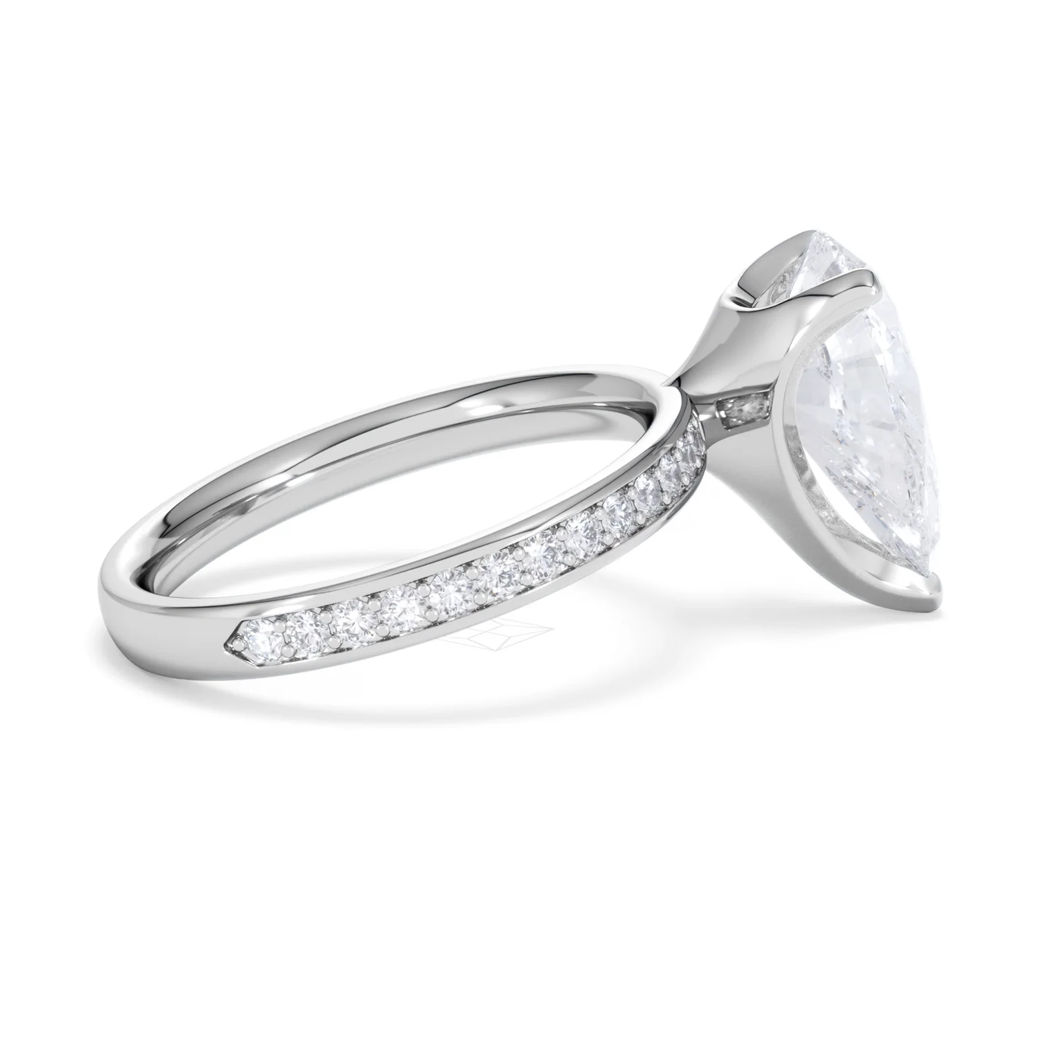 Origin 3.30ct Pear Cut Lab Diamond Solitaire Engagement Ring with Side Stones in Platinum - Image 29