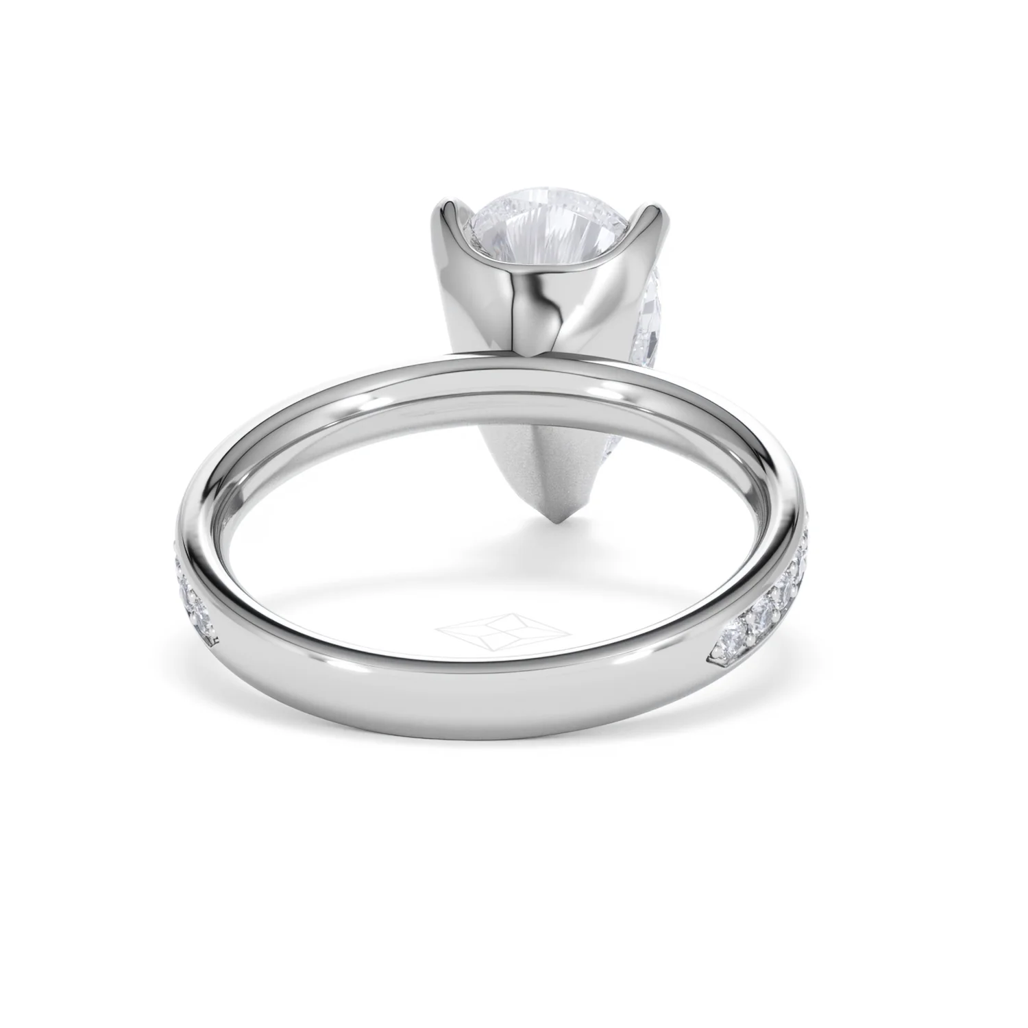 Origin 3.30ct Pear Cut Lab Diamond Solitaire Engagement Ring with Side Stones in Platinum - Image 45