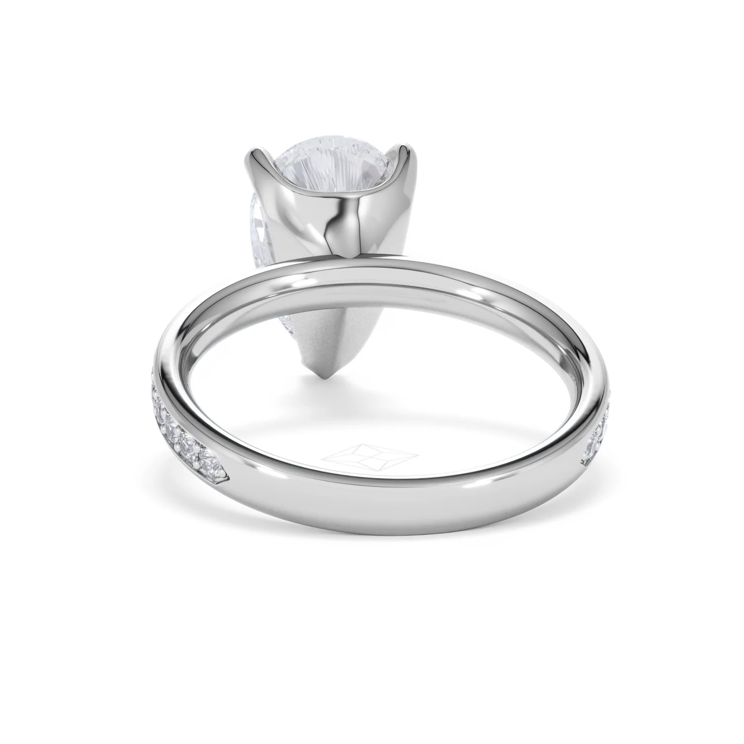 Origin 3.30ct Pear Cut Lab Diamond Solitaire Engagement Ring with Side Stones in Platinum - Image 49
