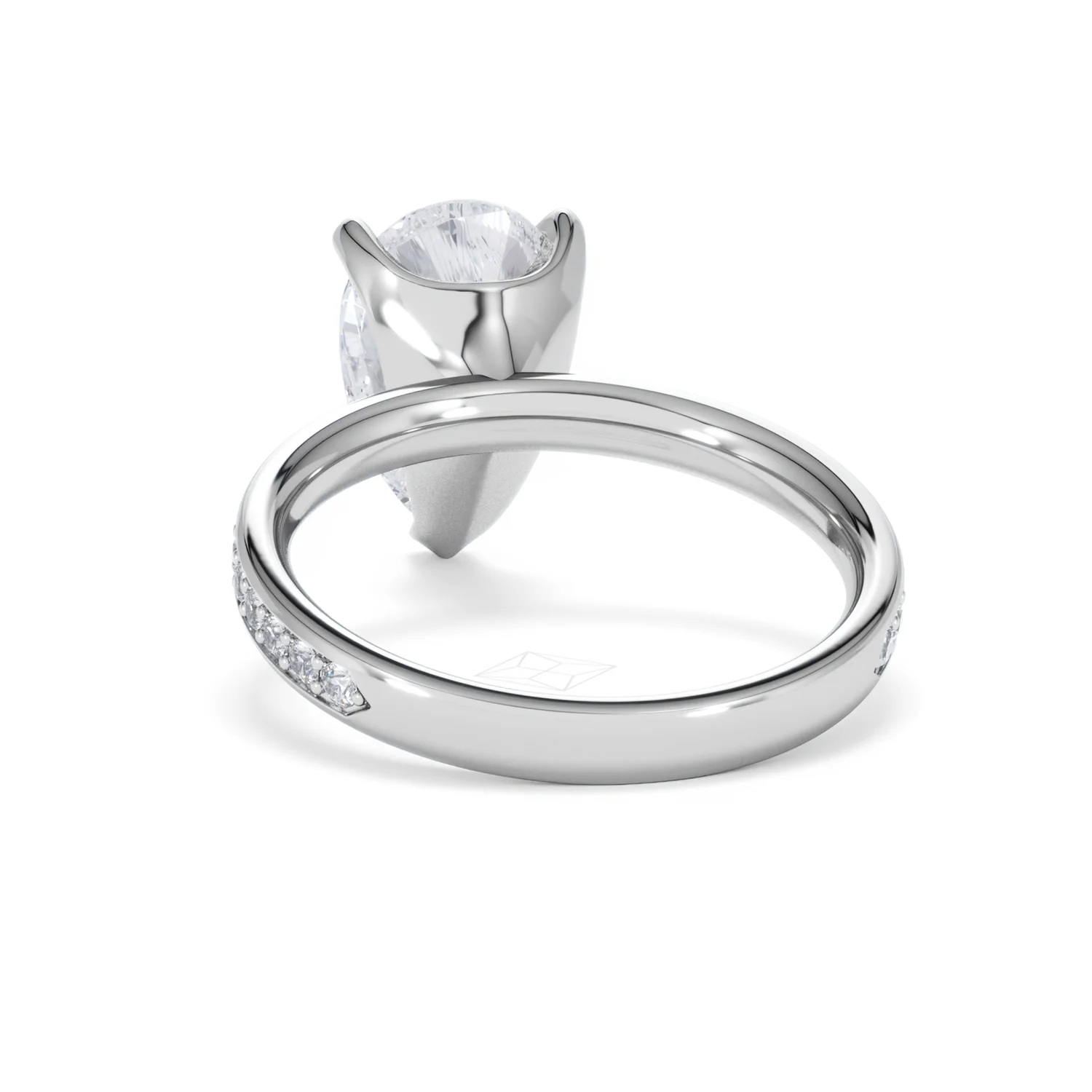Origin 3.30ct Pear Cut Lab Diamond Solitaire Engagement Ring with Side Stones in Platinum - Image 50