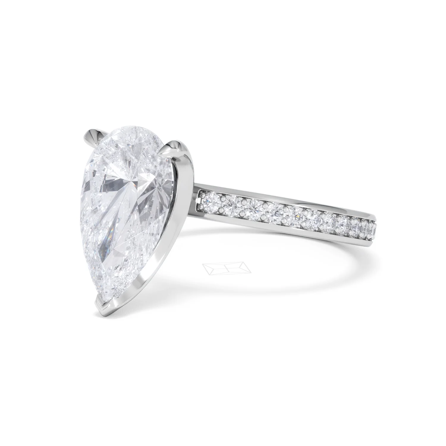 Origin 3.30ct Pear Cut Lab Diamond Solitaire Engagement Ring with Side Stones in Platinum - Image 79