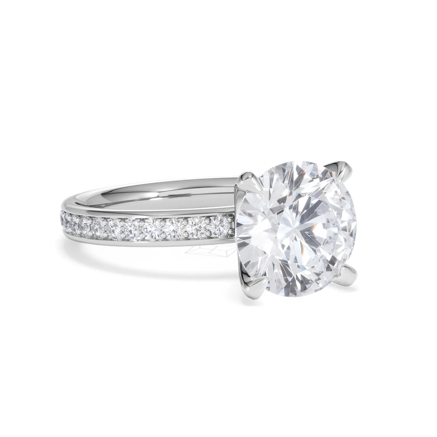 Origin 3.30ct Round Cut Lab Diamond Solitaire Engagement Ring with Side Stones in 18K White Gold - Image 13