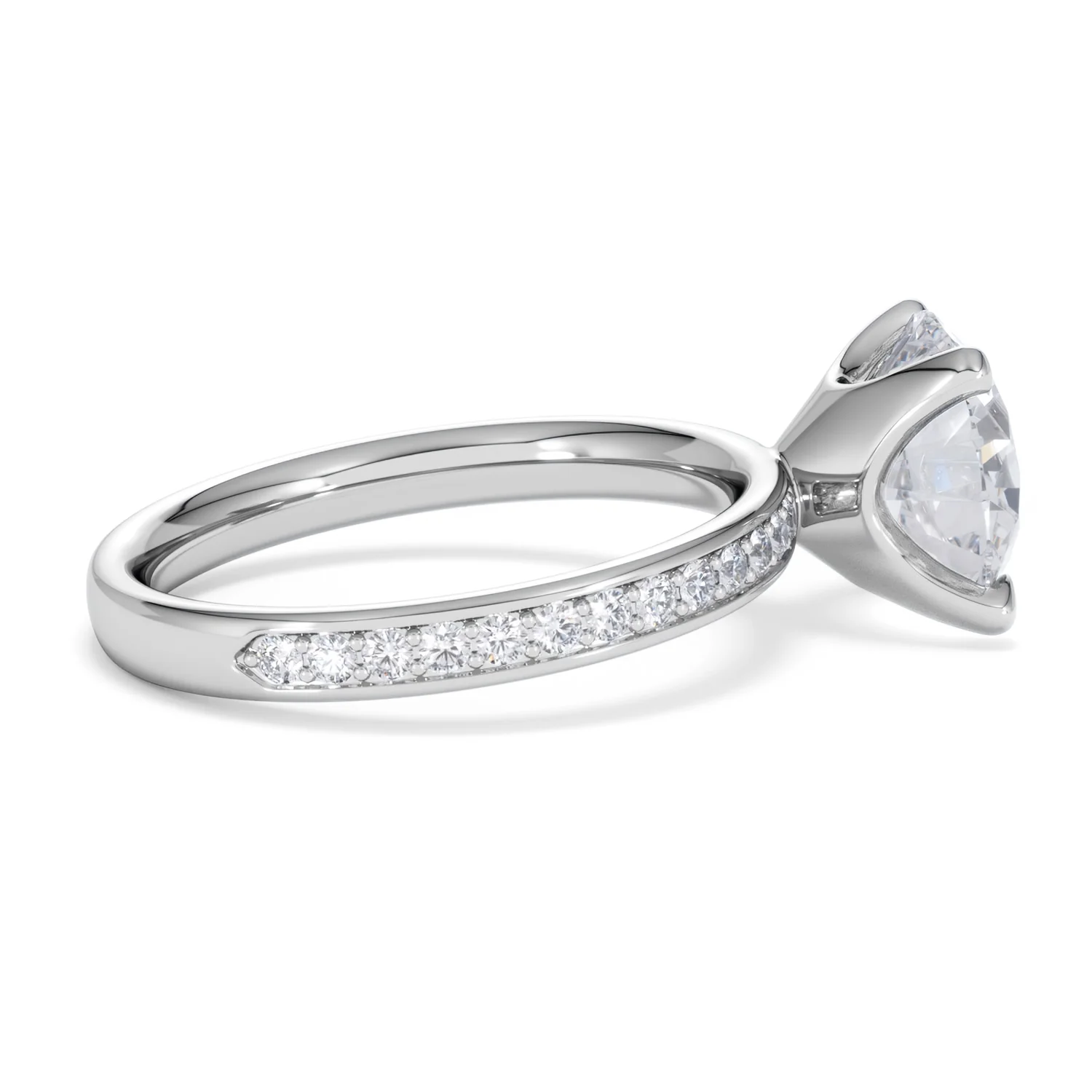 Origin 3.30ct Round Cut Lab Diamond Solitaire Engagement Ring with Side Stones in 18K White Gold - Image 29
