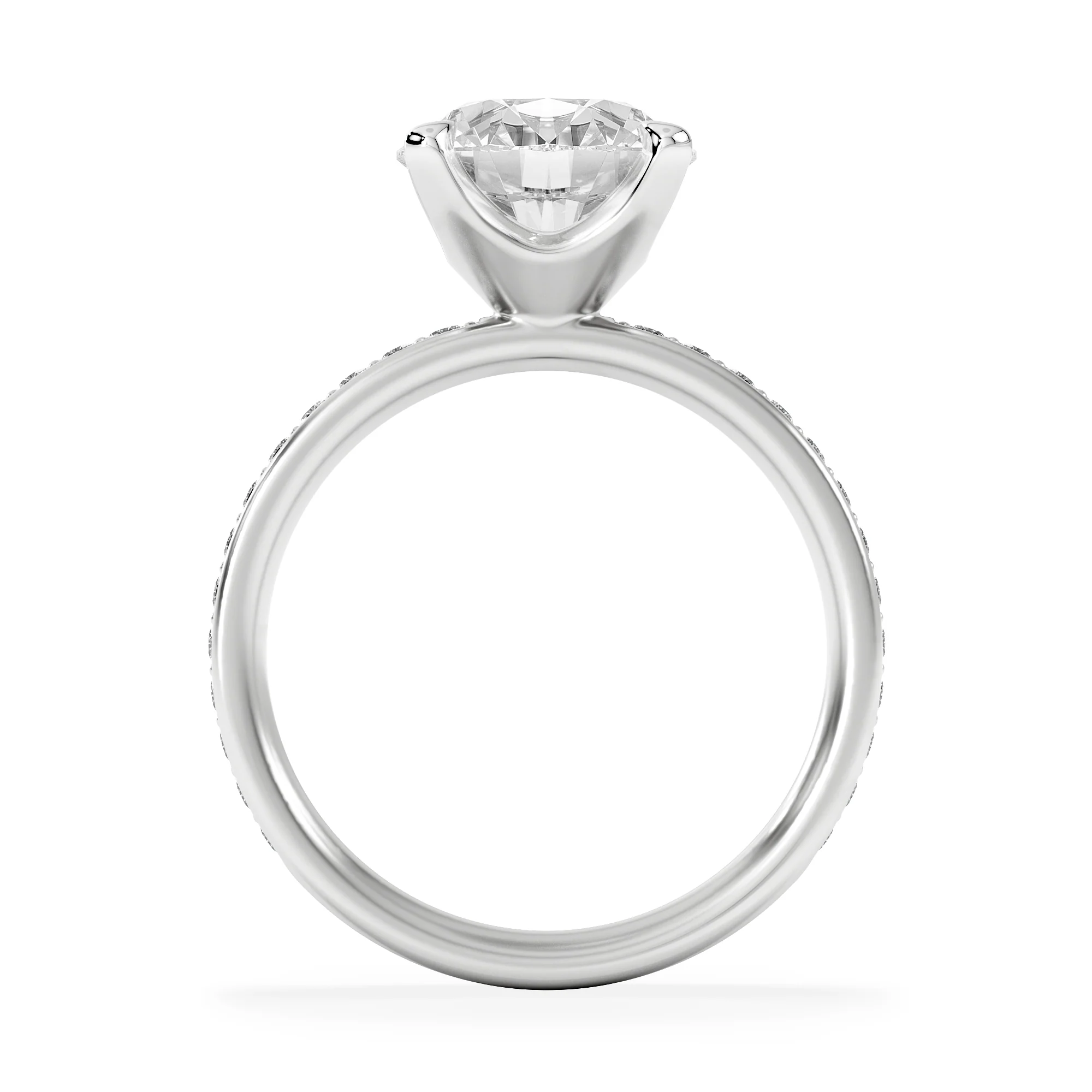 Origin 3.30ct Round Cut Lab Diamond Solitaire Engagement Ring with Side Stones in 18K White Gold - Image 3
