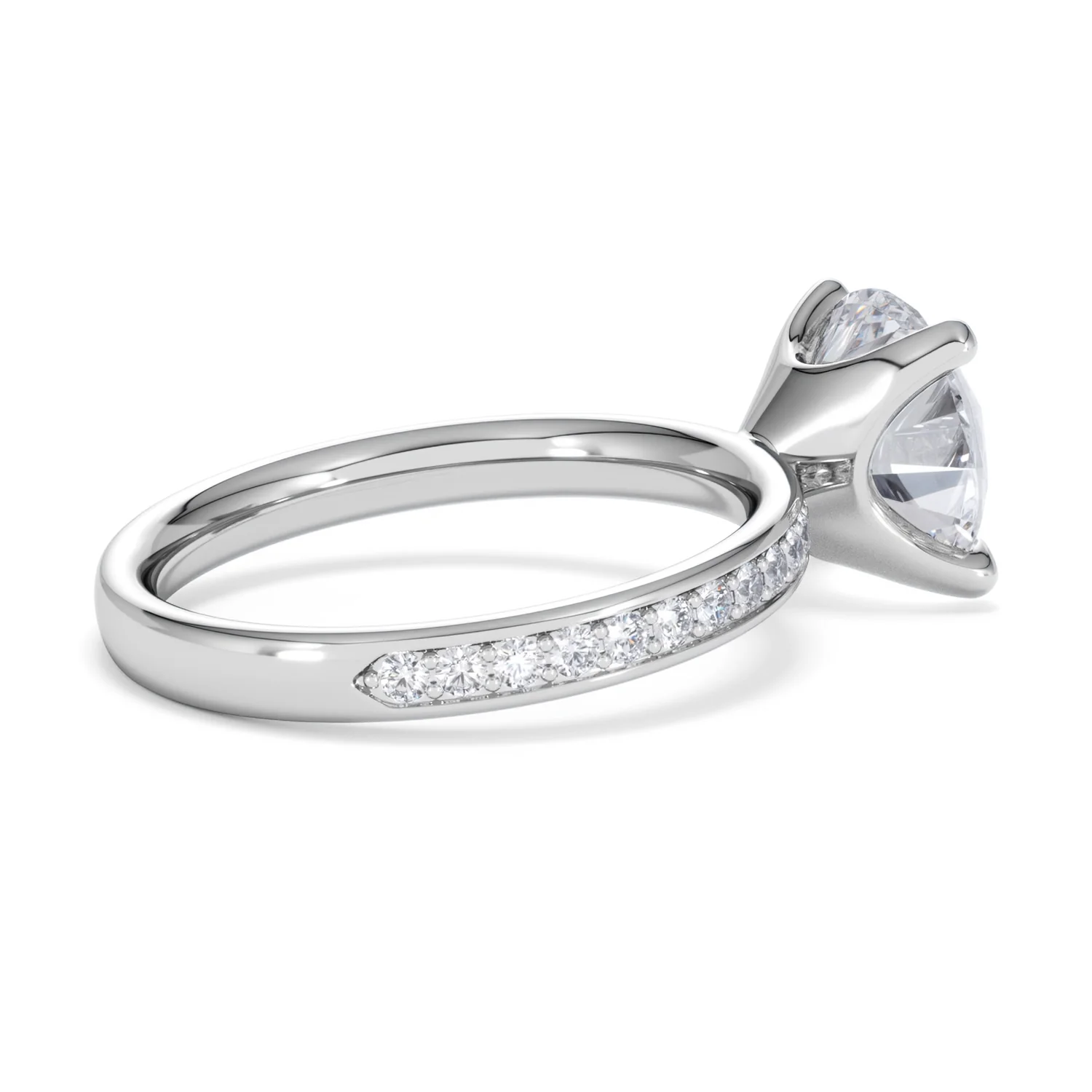 Origin 3.30ct Round Cut Lab Diamond Solitaire Engagement Ring with Side Stones in 18K White Gold - Image 33
