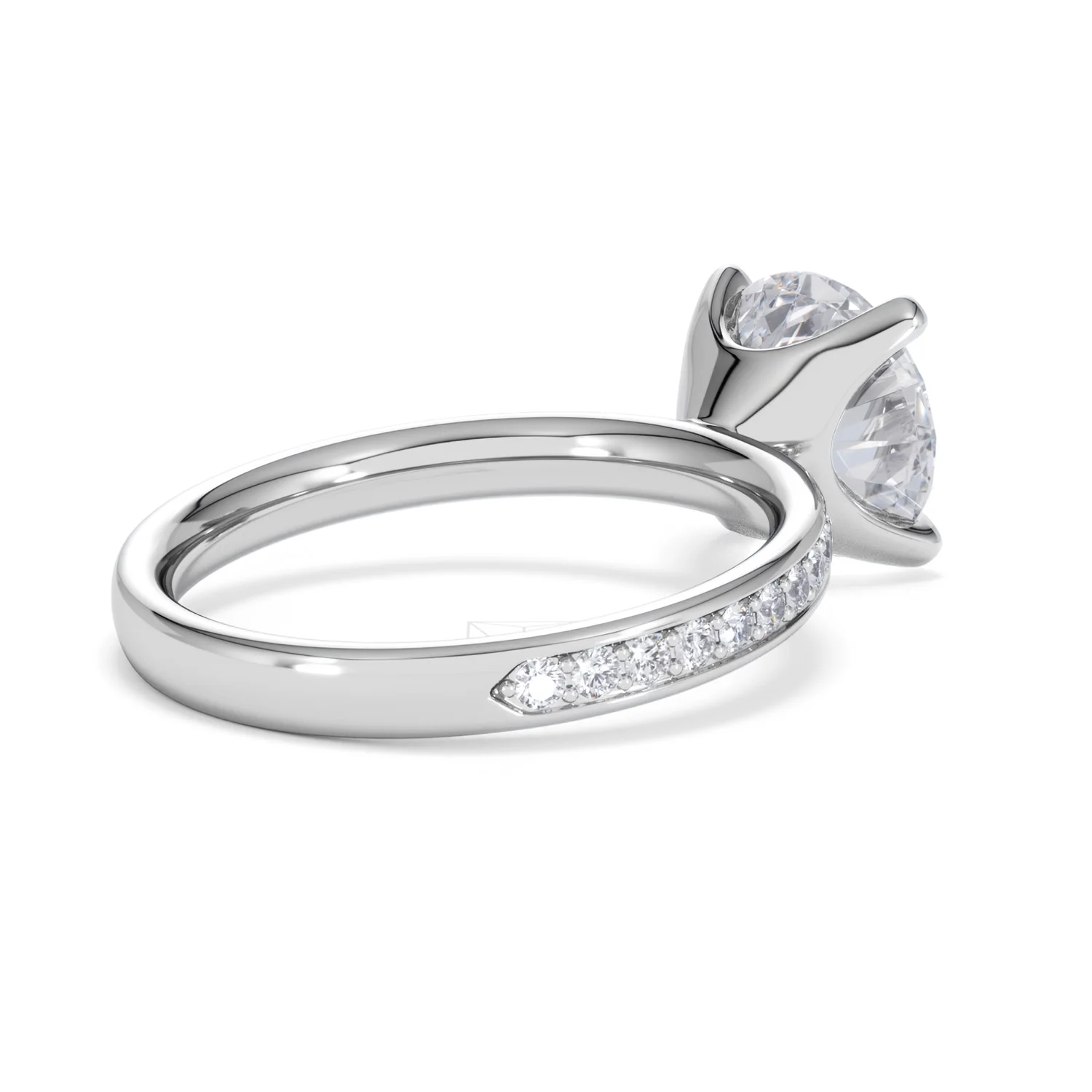 Origin 3.30ct Round Cut Lab Diamond Solitaire Engagement Ring with Side Stones in 18K White Gold - Image 37