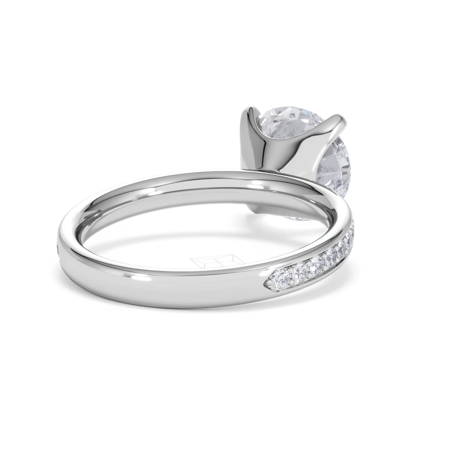 Origin 3.30ct Round Cut Lab Diamond Solitaire Engagement Ring with Side Stones in 18K White Gold - Image 41