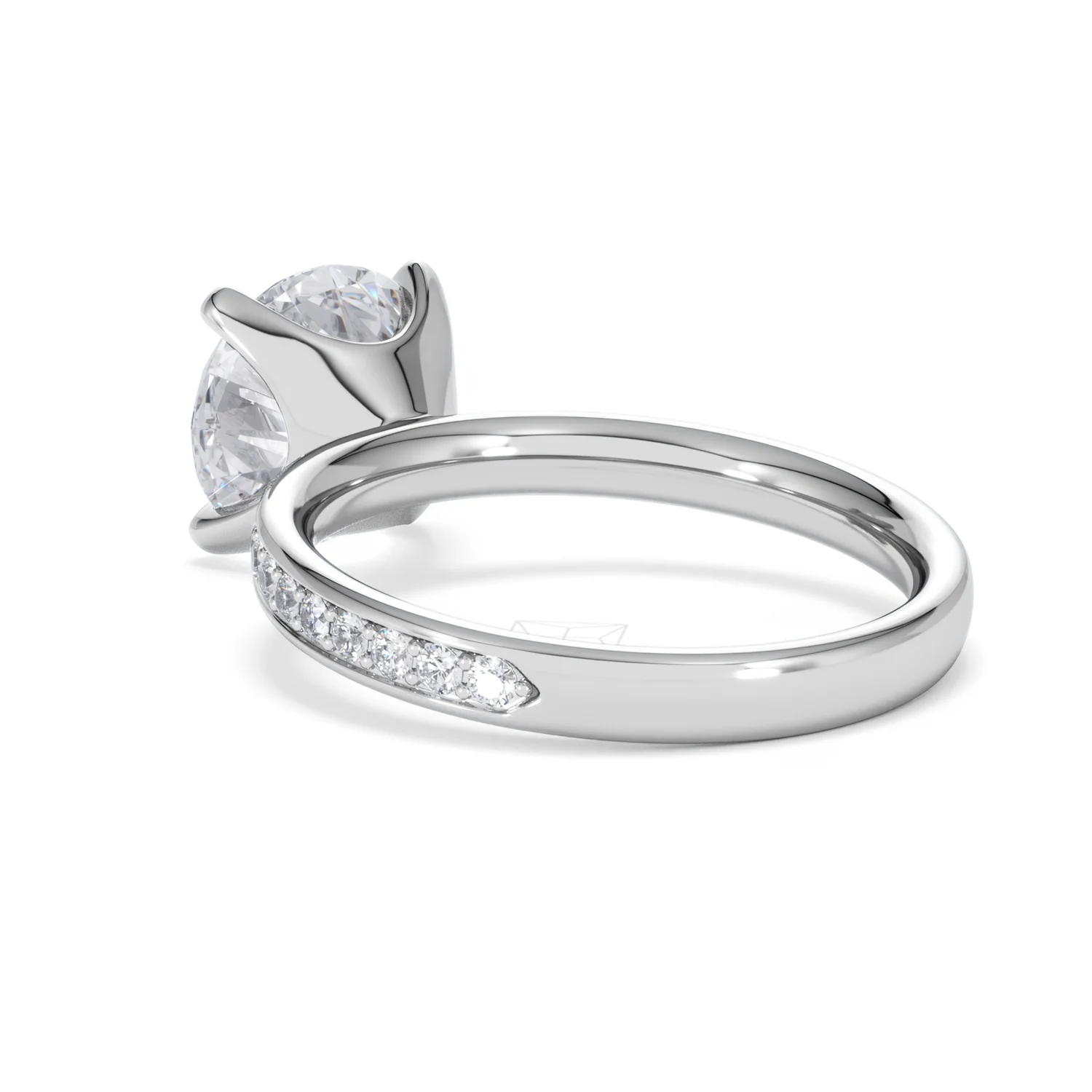 Origin 3.30ct Round Cut Lab Diamond Solitaire Engagement Ring with Side Stones in 18K White Gold - Image 55