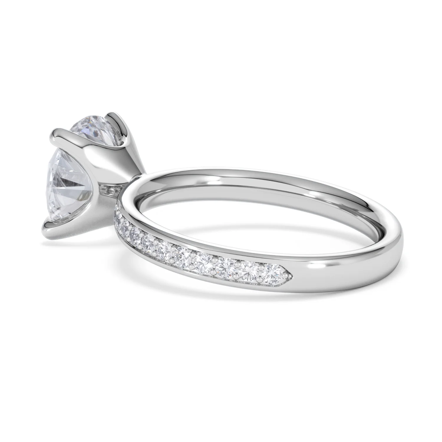 Origin 3.30ct Round Cut Lab Diamond Solitaire Engagement Ring with Side Stones in 18K White Gold - Image 60
