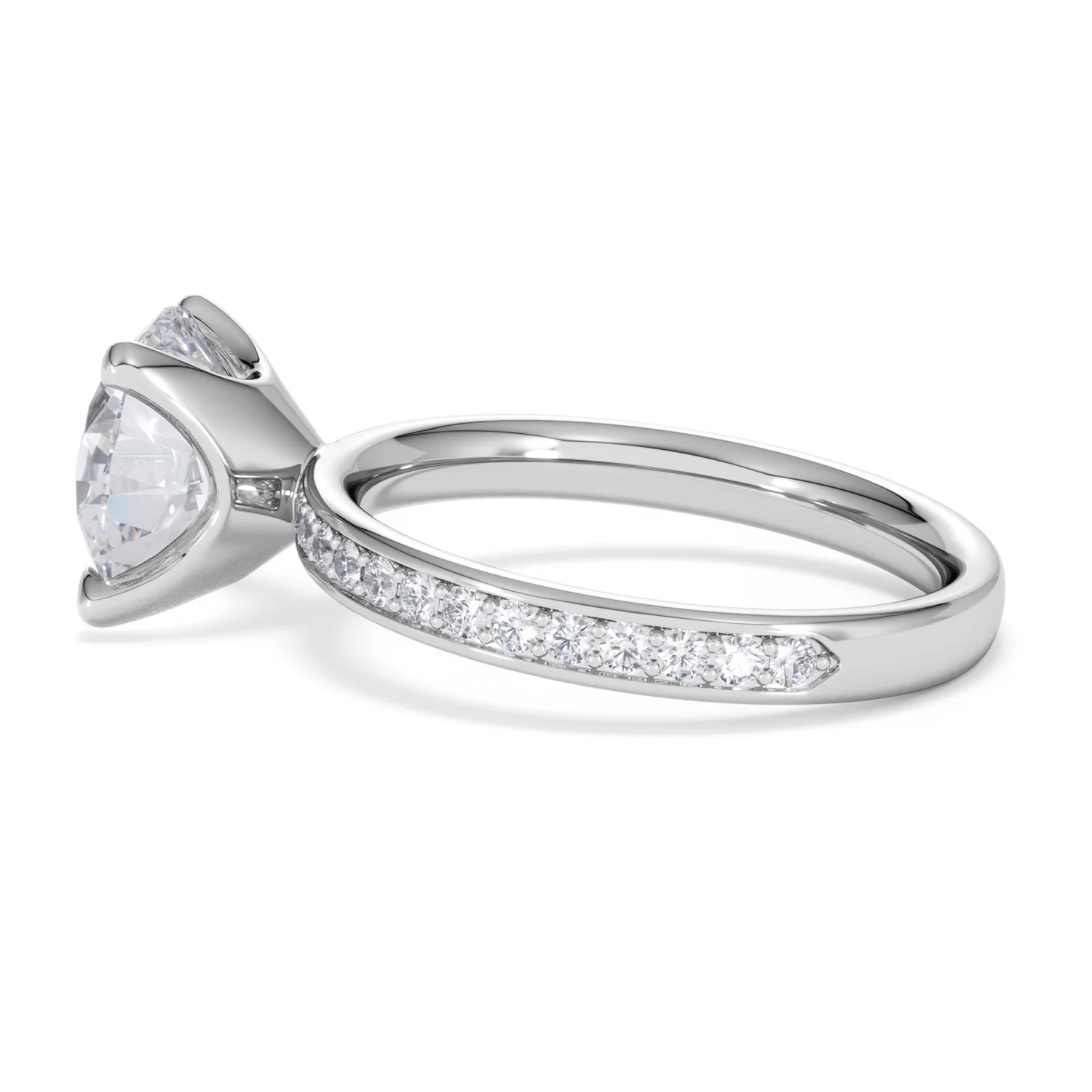 Origin 3.30ct Round Cut Lab Diamond Solitaire Engagement Ring with Side Stones in 18K White Gold - Image 64