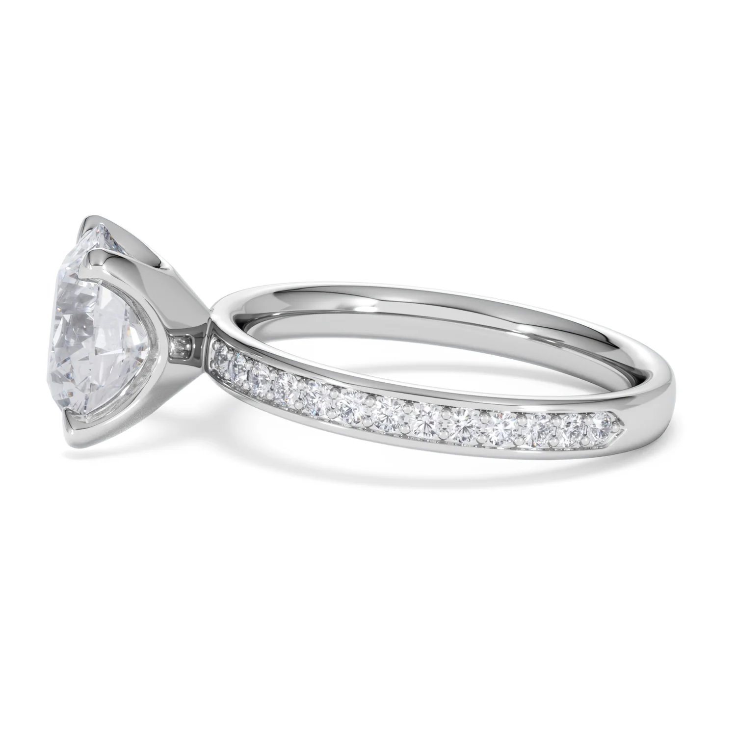 Origin 3.30ct Round Cut Lab Diamond Solitaire Engagement Ring with Side Stones in 18K White Gold - Image 68