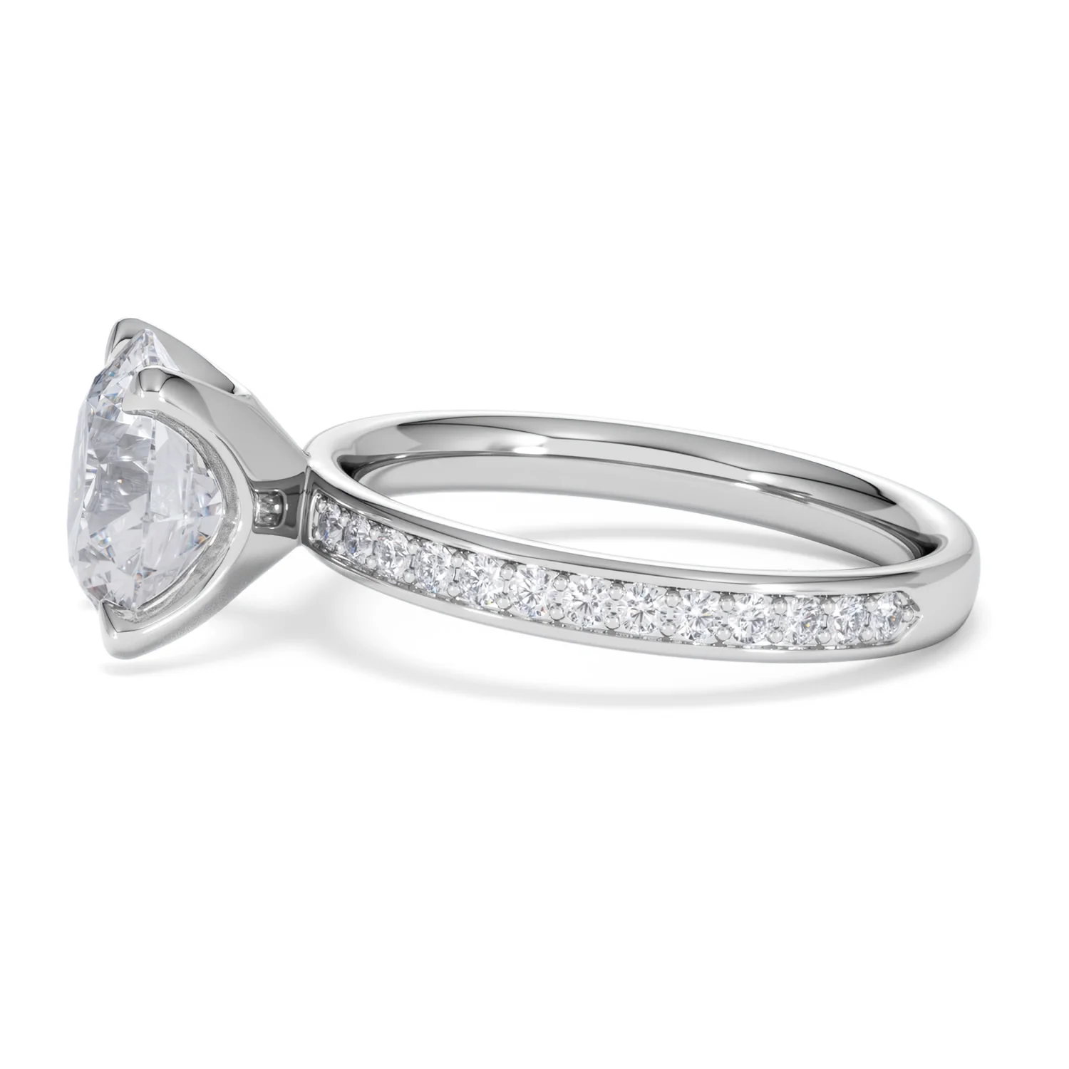 Origin 3.30ct Round Cut Lab Diamond Solitaire Engagement Ring with Side Stones in 18K White Gold - Image 69