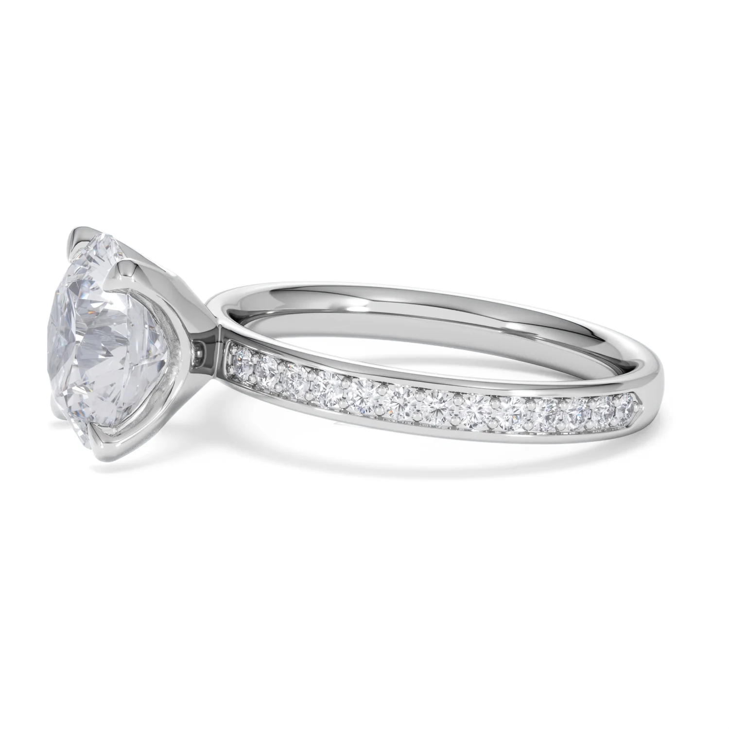Origin 3.30ct Round Cut Lab Diamond Solitaire Engagement Ring with Side Stones in 18K White Gold - Image 71