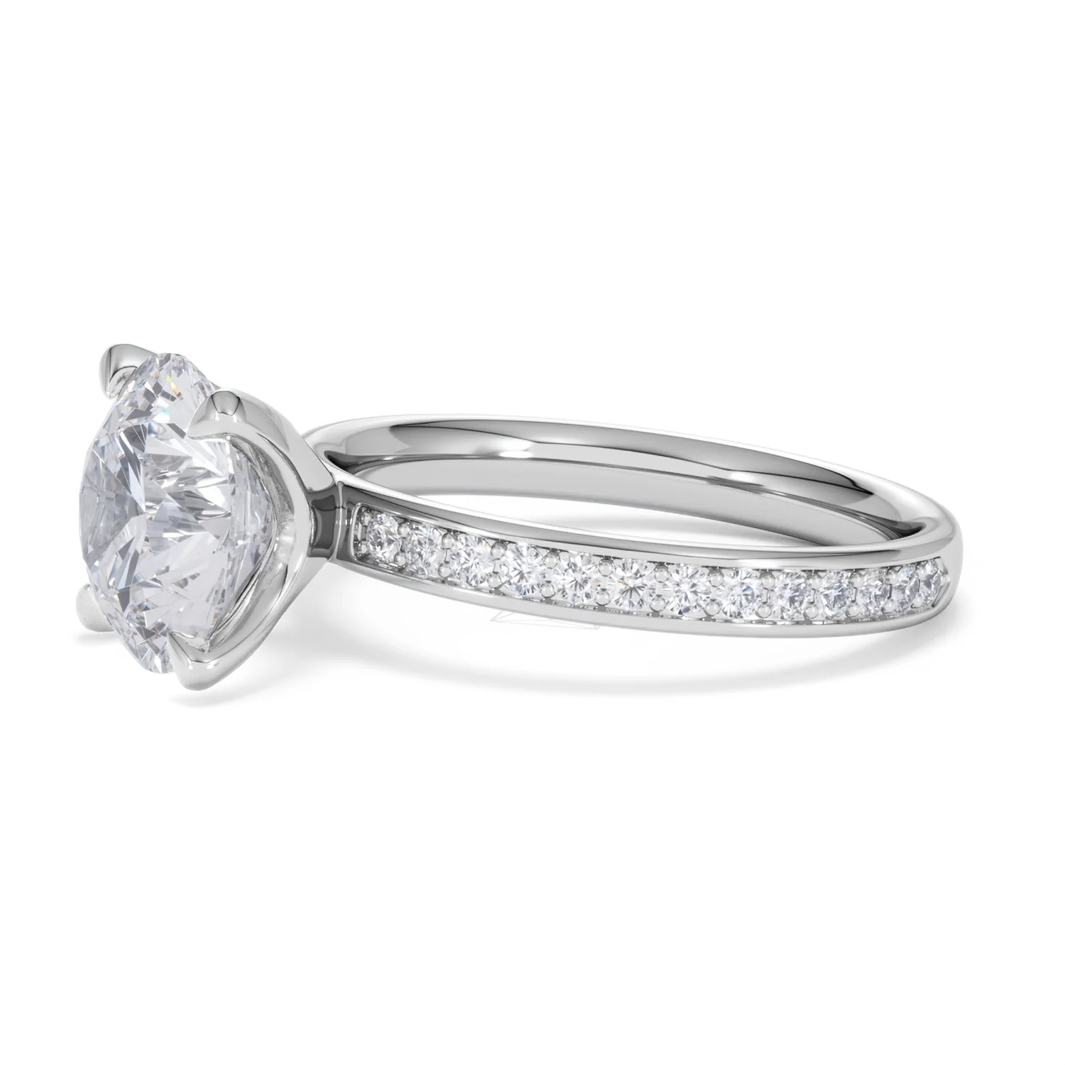 Origin 3.30ct Round Cut Lab Diamond Solitaire Engagement Ring with Side Stones in 18K White Gold - Image 73