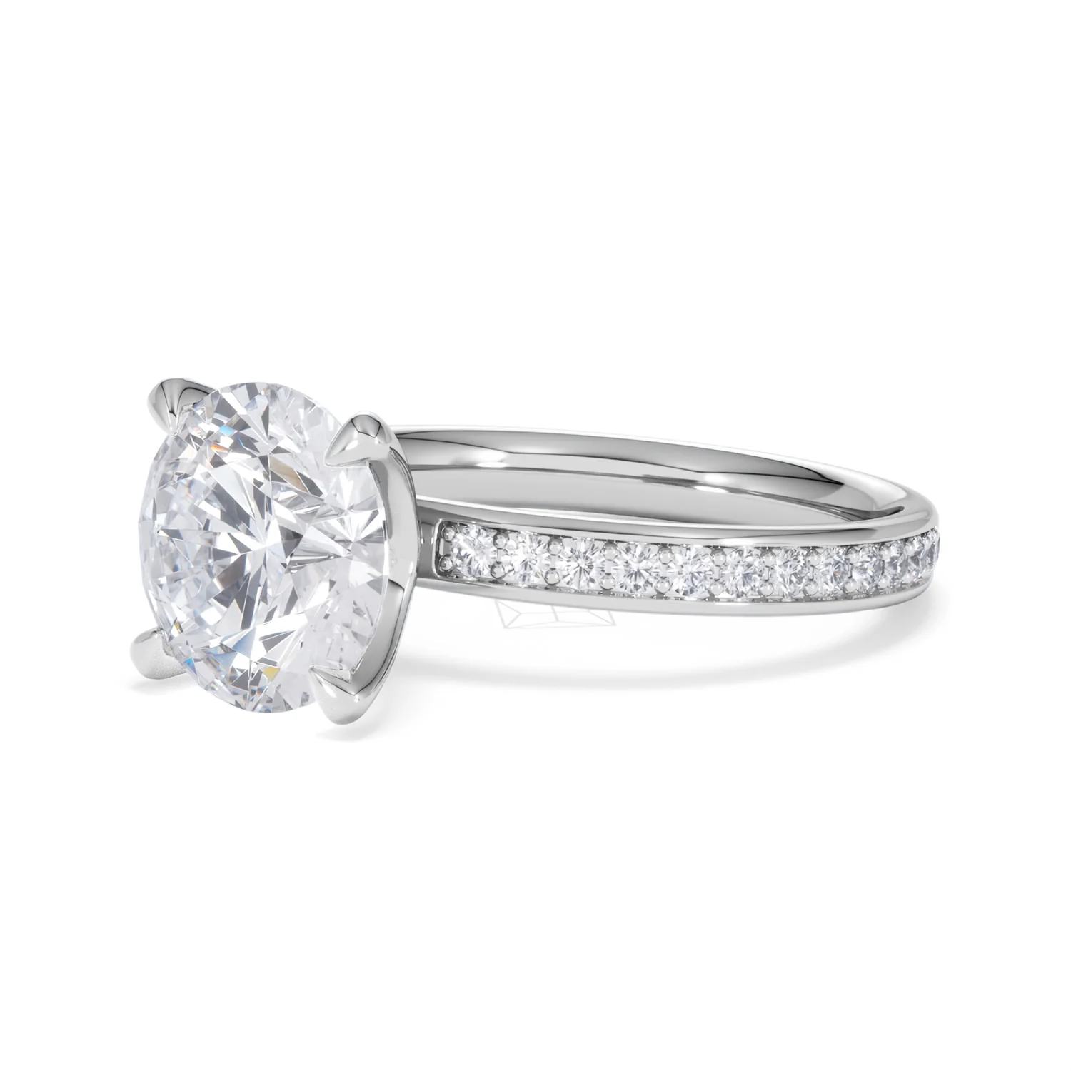 Origin 3.30ct Round Cut Lab Diamond Solitaire Engagement Ring with Side Stones in 18K White Gold - Image 78