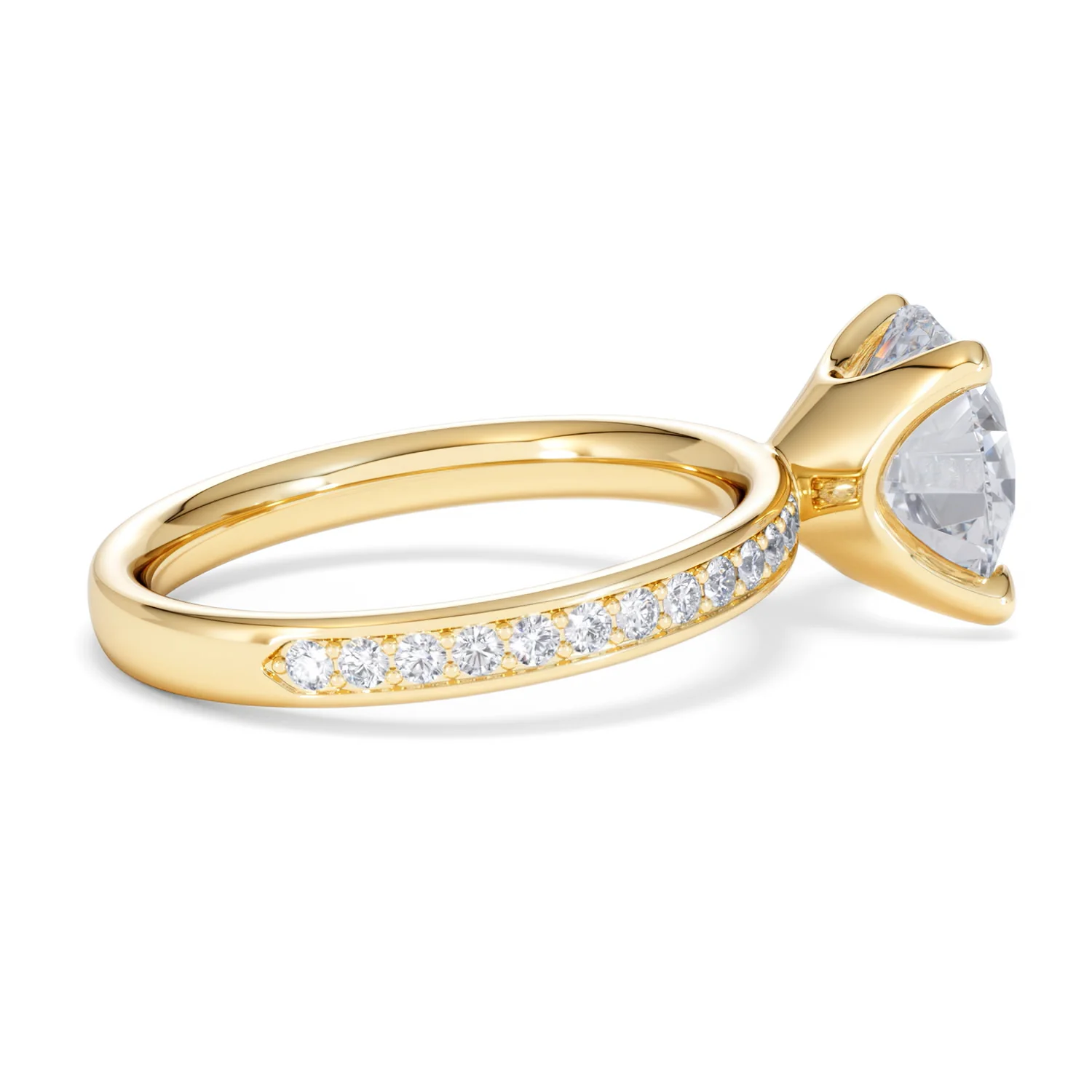 Origin 3.30ct Round Cut Lab Diamond Solitaire Engagement Ring with Side Stones in 18K Yellow Gold - Image 30
