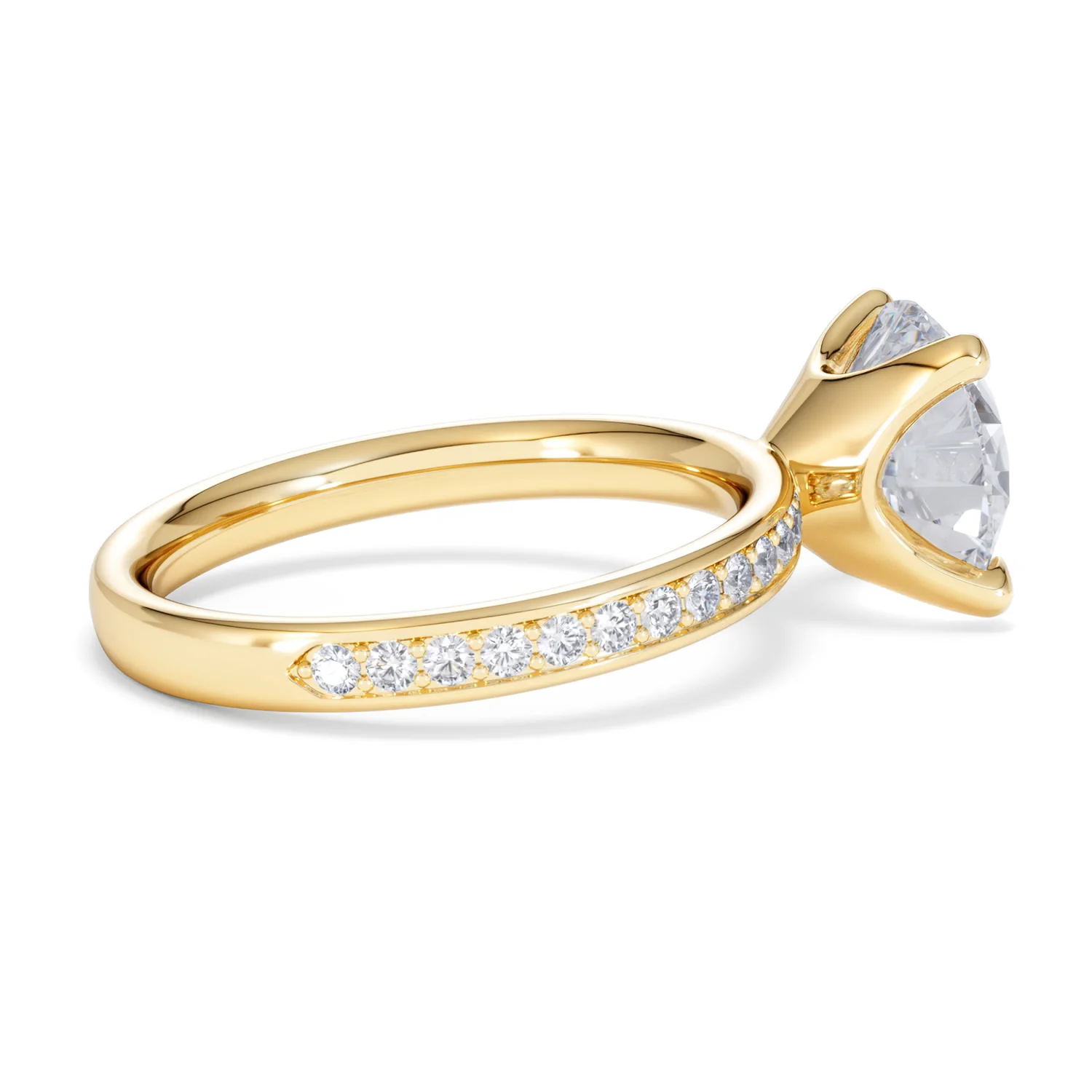 Origin 3.30ct Round Cut Lab Diamond Solitaire Engagement Ring with Side Stones in 18K Yellow Gold - Image 31